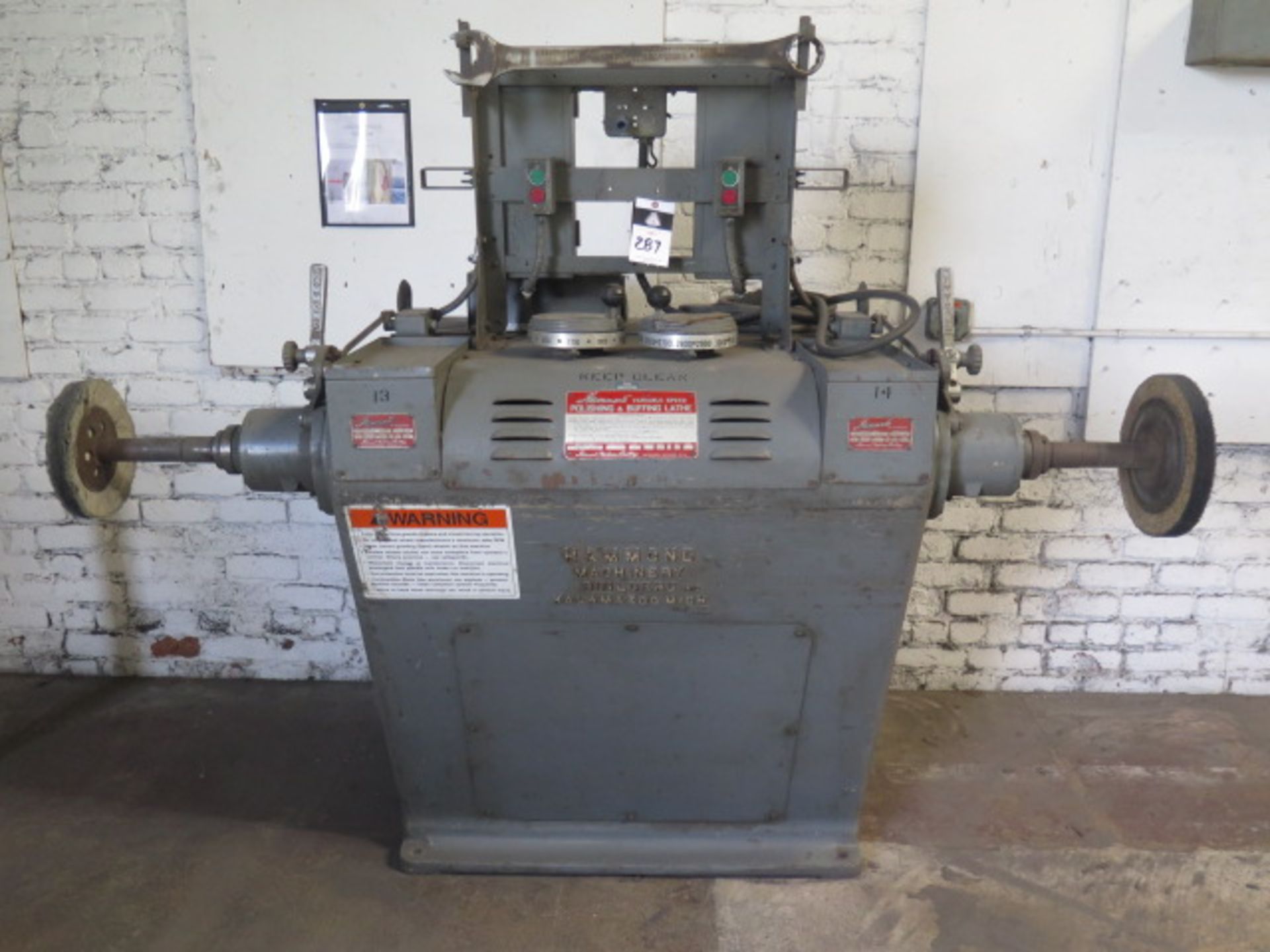 Hammond mdl. 5-VRRO Variable Speed Polishing and Buffing Lathe s/n 11891 w/ (2) Variable Speed