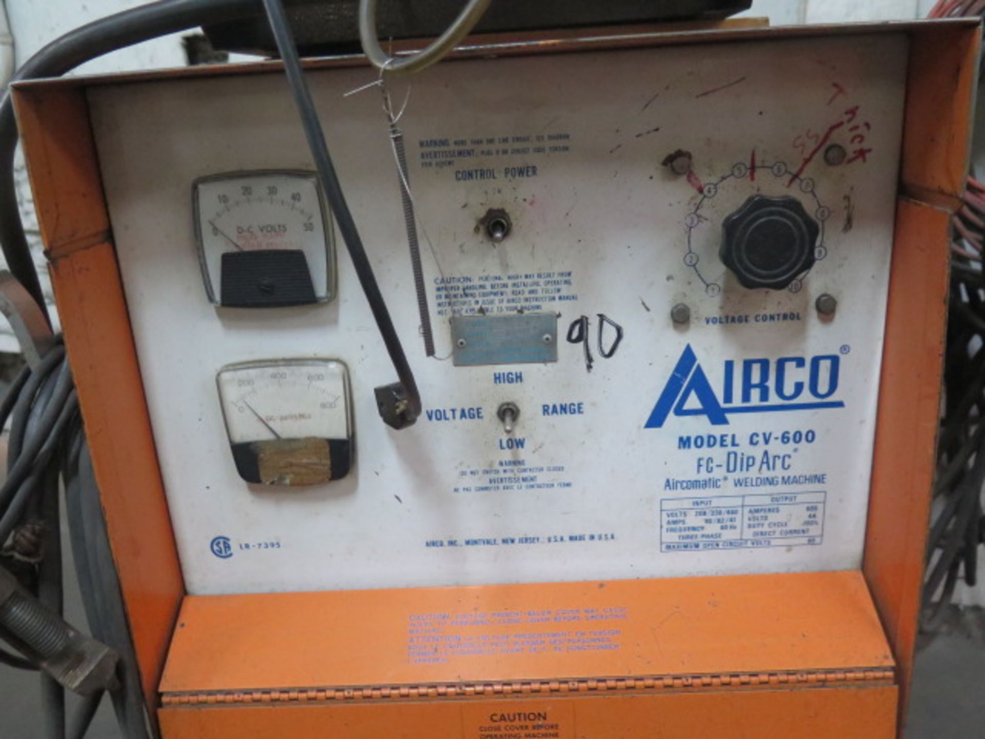 Airco CV-600 FC-Dip Arc Welding Power Source w/ Miller 60 Series Wire Feeder (SOLD AS-IS - NO - Image 4 of 10