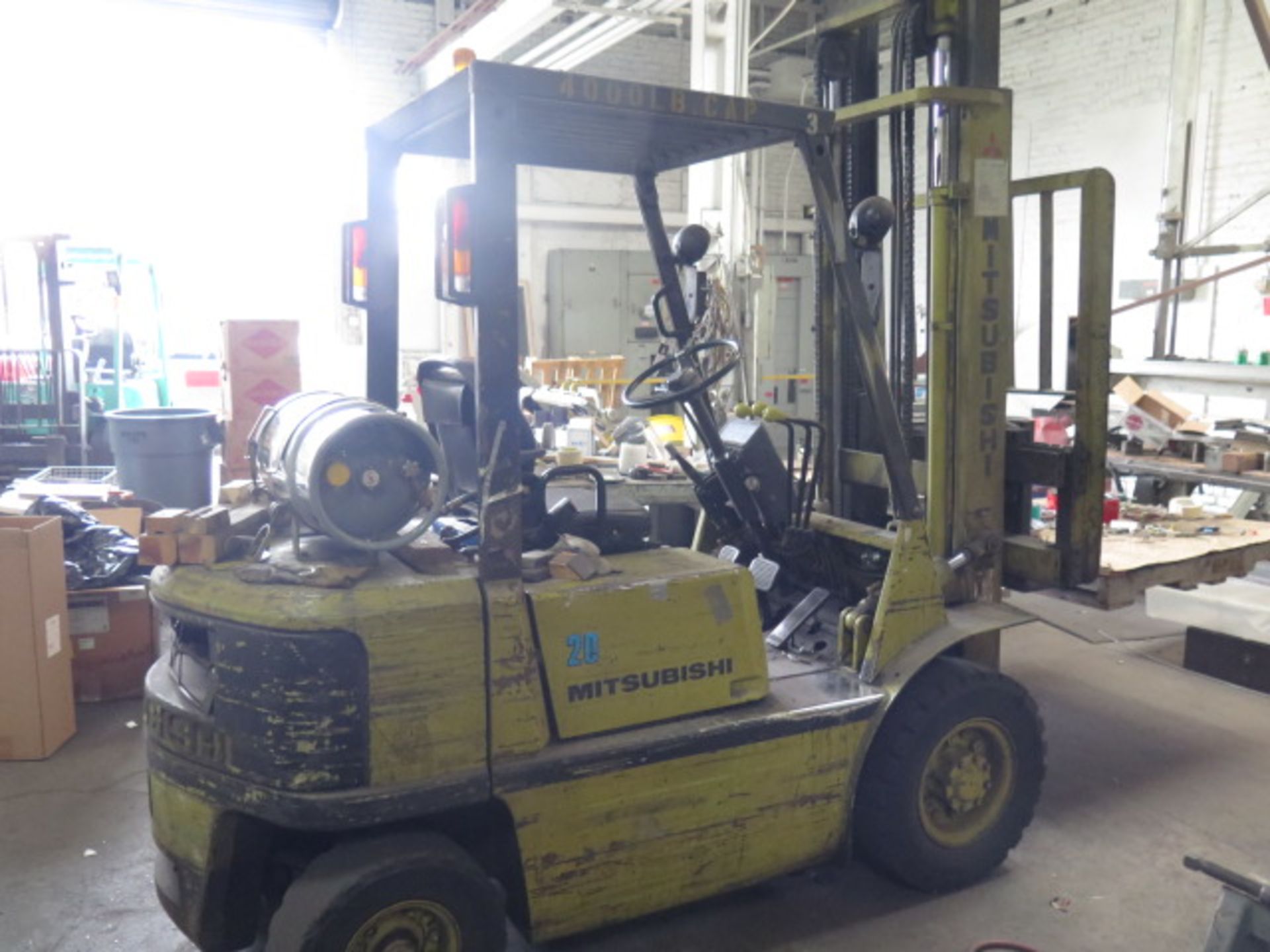 Mitsubishi FG20 4000 Lb Cap LPG Forklift s/n AF17A-00306 w/ 2-Stage Mast, 130” Lift SOLD AS IS