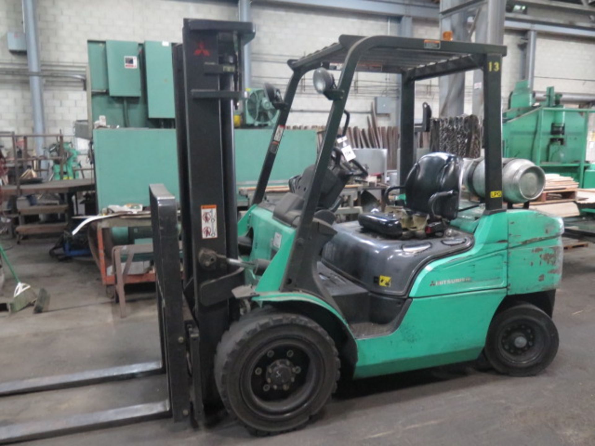 Mitsubishi FG30N 6000 Lb Cap LPG Forklift s/n AF13F10506 w/ 2-Stage Mast, 130” Lift SOLD AS IS