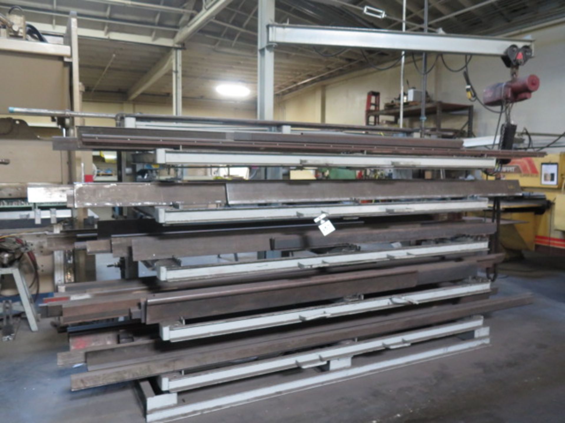Press Brake Dies w/ (5) Drawer Style Slide-Out Rack, Built-In Jib and 1/2 Ton Cap Electric Hoist (