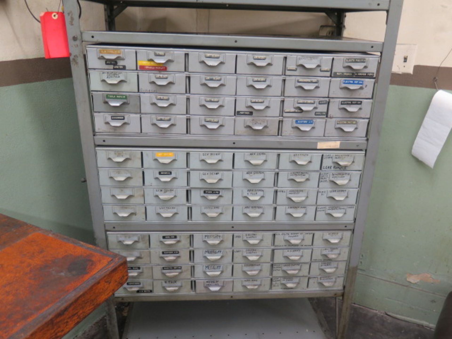 Work Bench w/ Craftsman 4" Bench Vise, Shelf w/ Drawered Cabinets and Storage Cabinet (SOLD AS-IS - Image 6 of 7