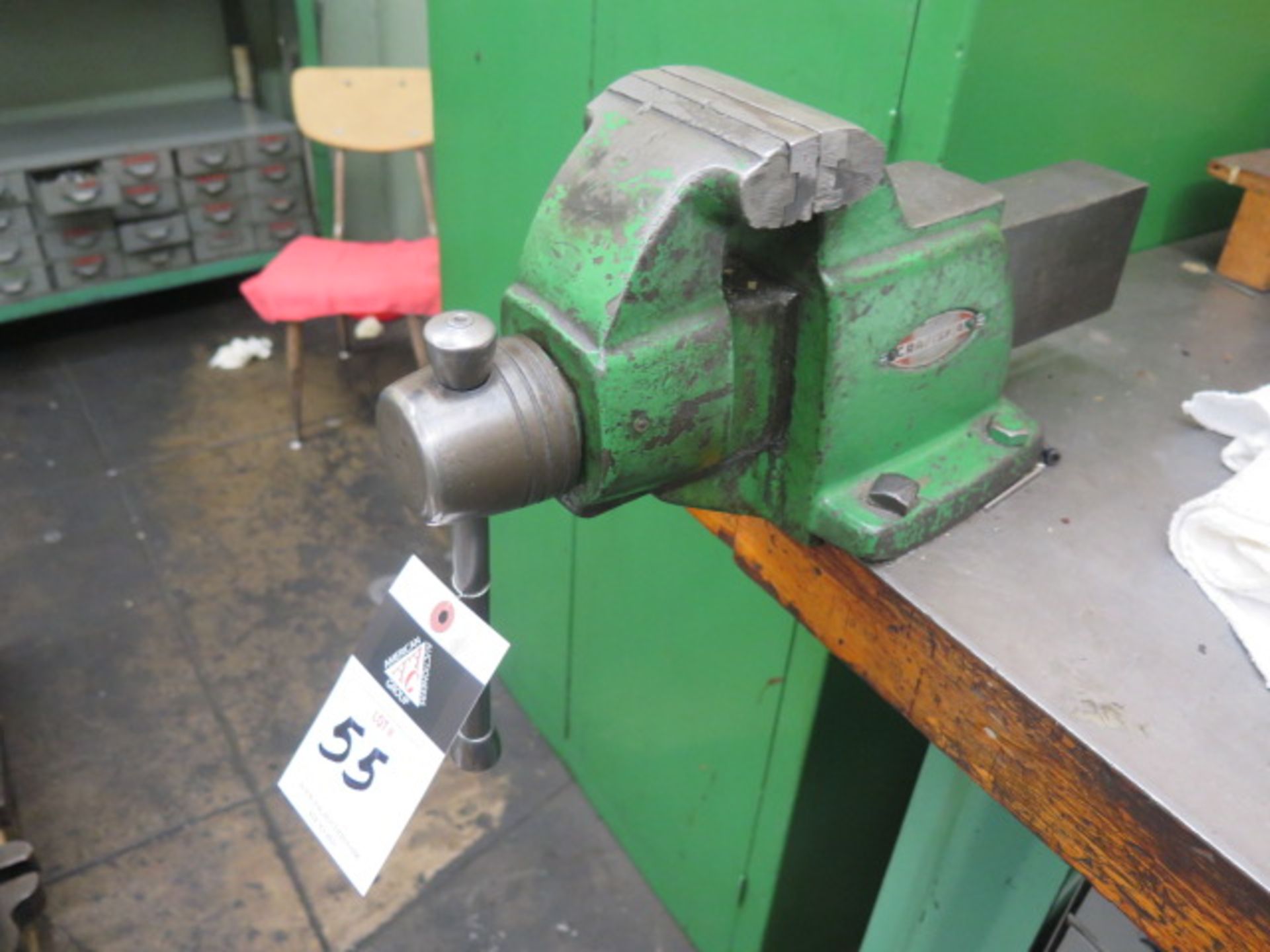 Work Bench w/ Craftsman 4" Bench Vise, Shelf w/ Drawered Cabinets and Storage Cabinet (SOLD AS-IS - Image 3 of 7