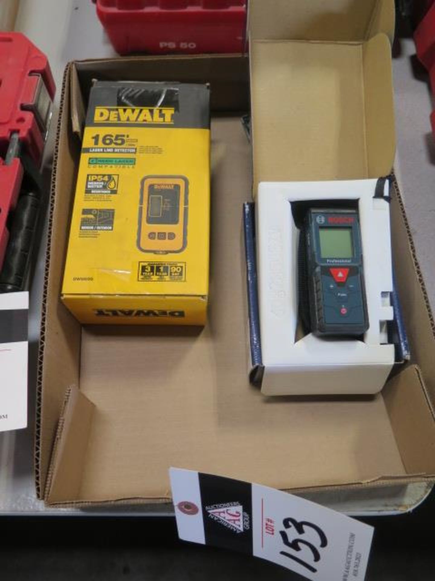 DeWalt Laser Line Detector and Bosch GLM 165-40 Laser Measure (SOLD AS-IS - NO WARRANTY)