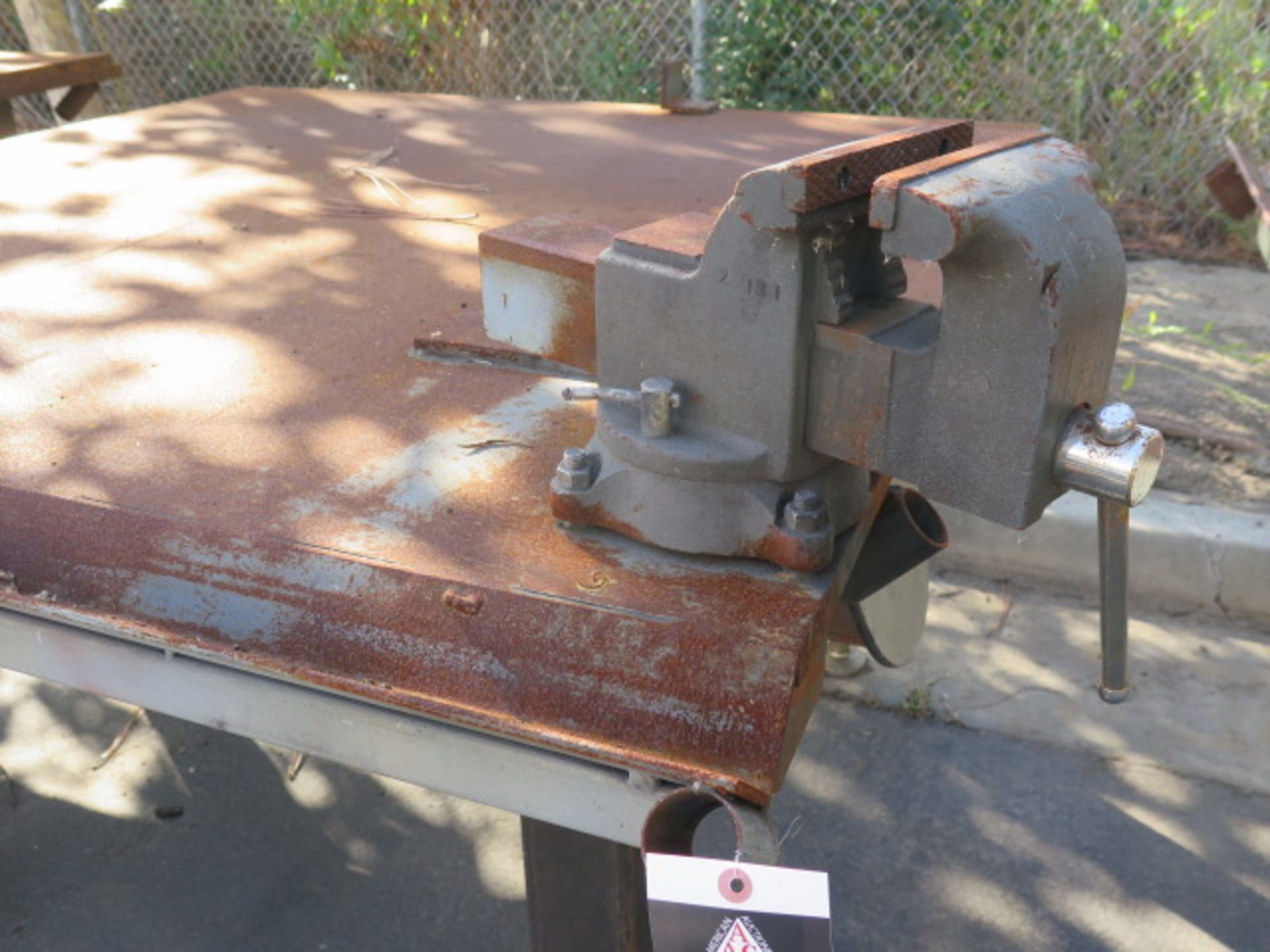 5' x 5' x 1" Steel Welding Table w/ Wilton 6" Bench Vise (SOLD AS-IS - NO WARRANTY) - Image 7 of 8