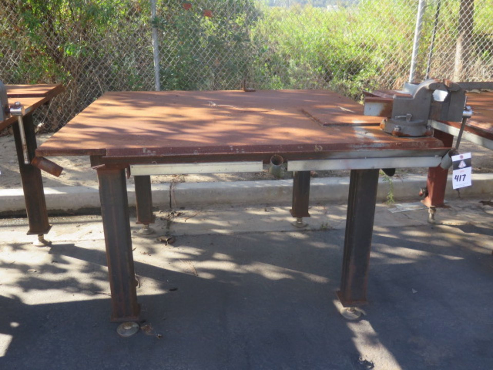 5' x 5' x 1" Steel Welding Table w/ Wilton 6" Bench Vise (SOLD AS-IS - NO WARRANTY)