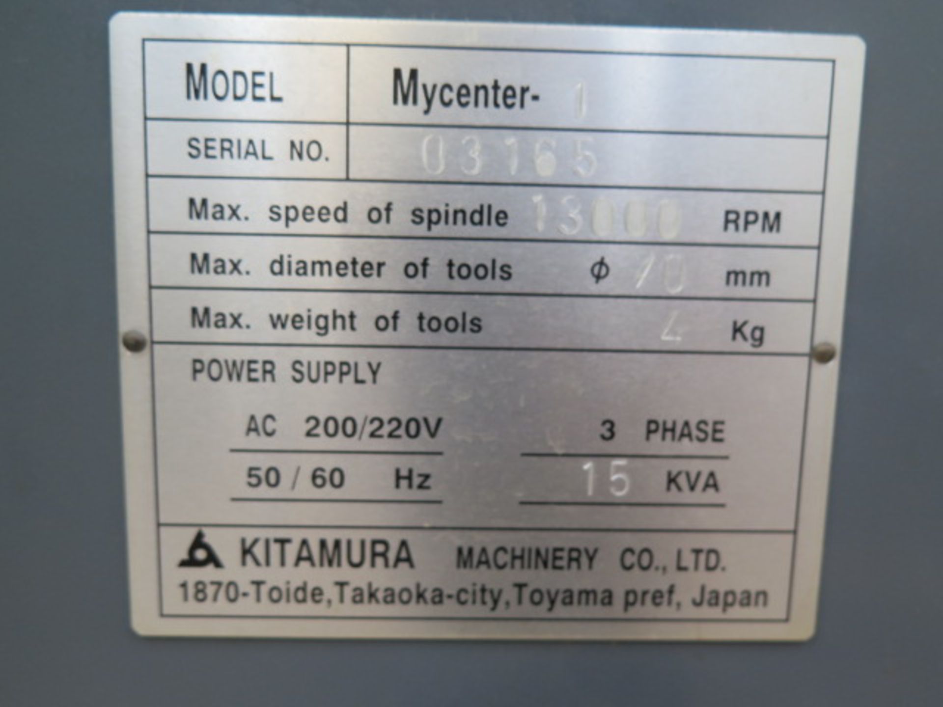 Kitamura Mycenter-1 CNC VMC s/n 03165 w/ Fanuc Series 16i-M Controls, SOLD AS IS - Image 16 of 16