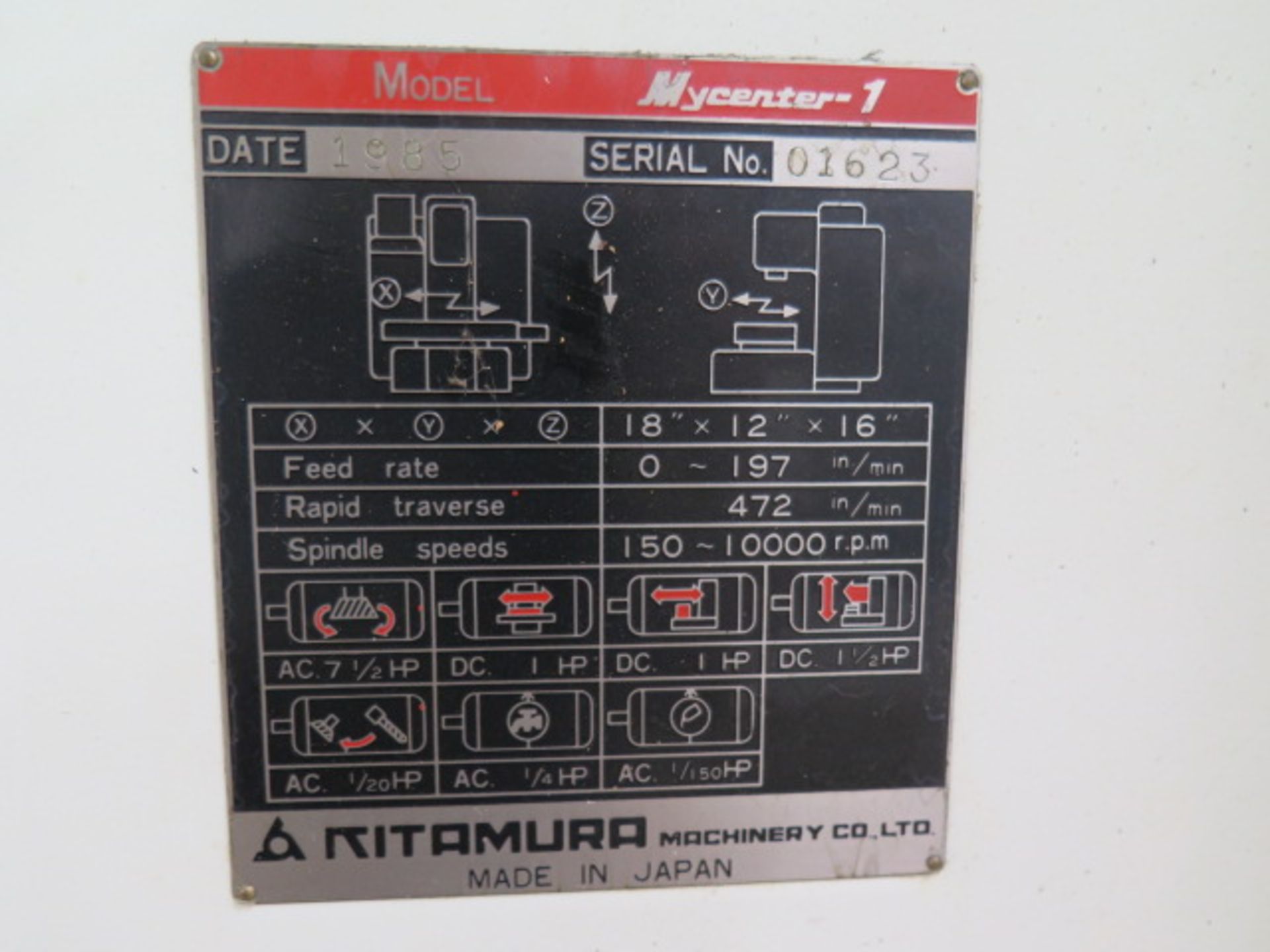 Kitamure Mycenter-1 CNC Drilling Center (NEEDS TOOL CHANGER REPAIR) s/n 01623 Fanuc 3M, SOLD AS IS - Image 13 of 13