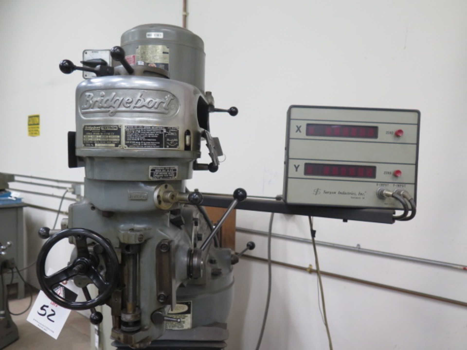 Bridgeport Vertical Mill s/n 226280 w/ Sargon DRO, 1 Hp Motor, 80-2720 RPM, 8-Speeds, SOLD AS IS - Image 4 of 11