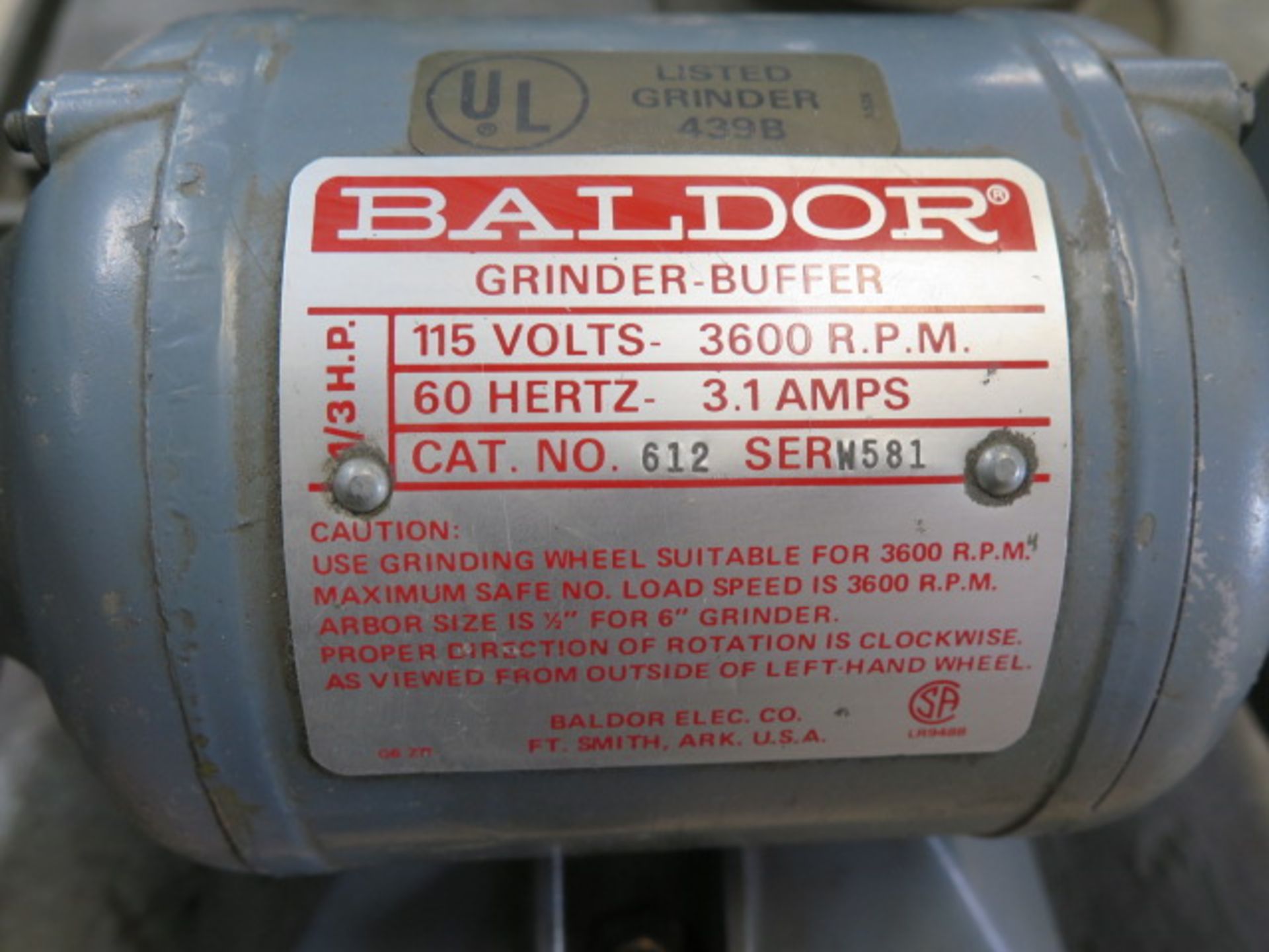 Baldor 6" Bench Grinder (SOLD AS-IS - NO WARRANTY) - Image 5 of 5