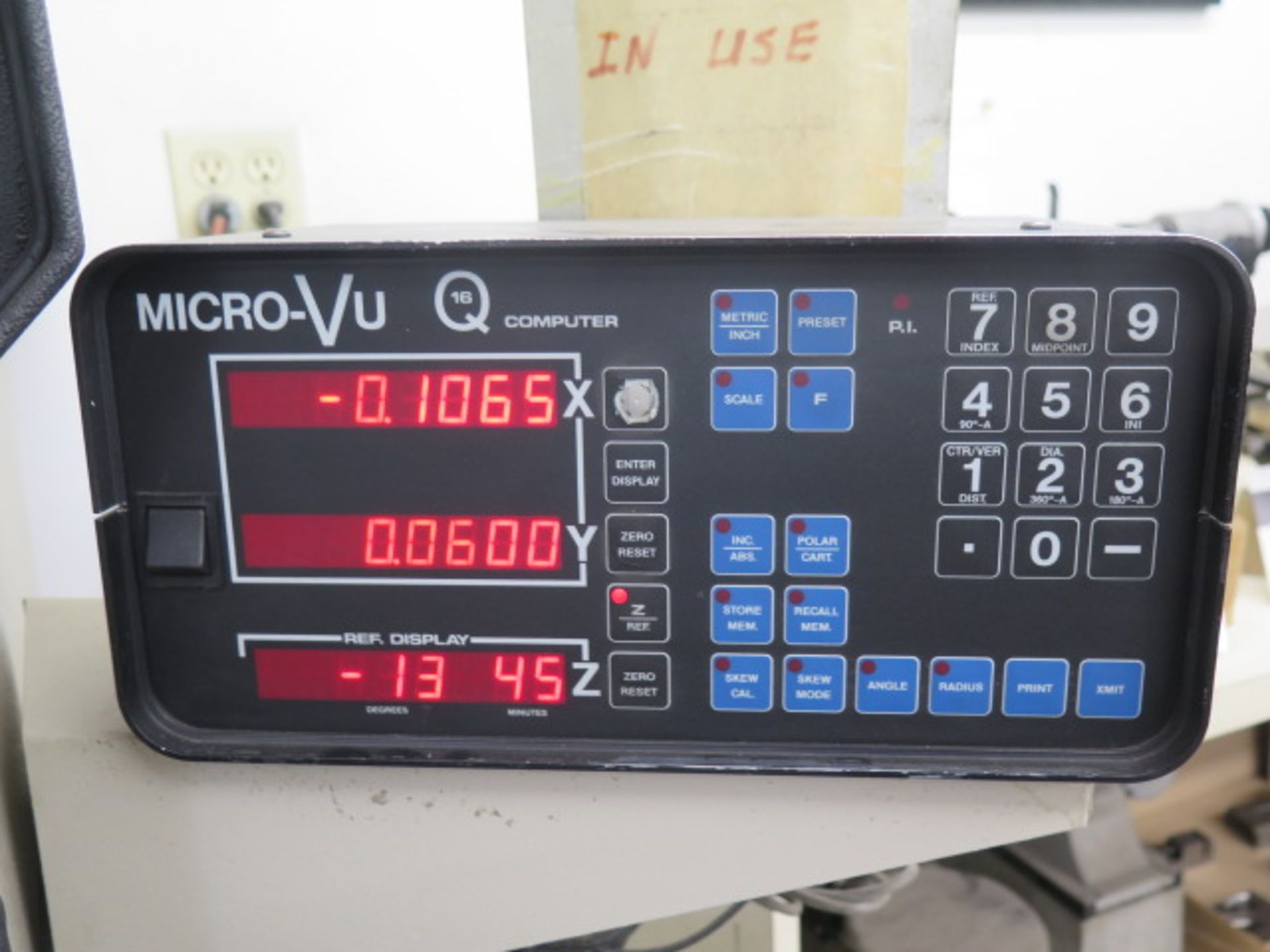 MicroVu mdl. H-14 14" Floor Model Optical Comparator s/n 2434 w/ MicroVu Q16 3-Axis SOLD AS IS - Image 9 of 10