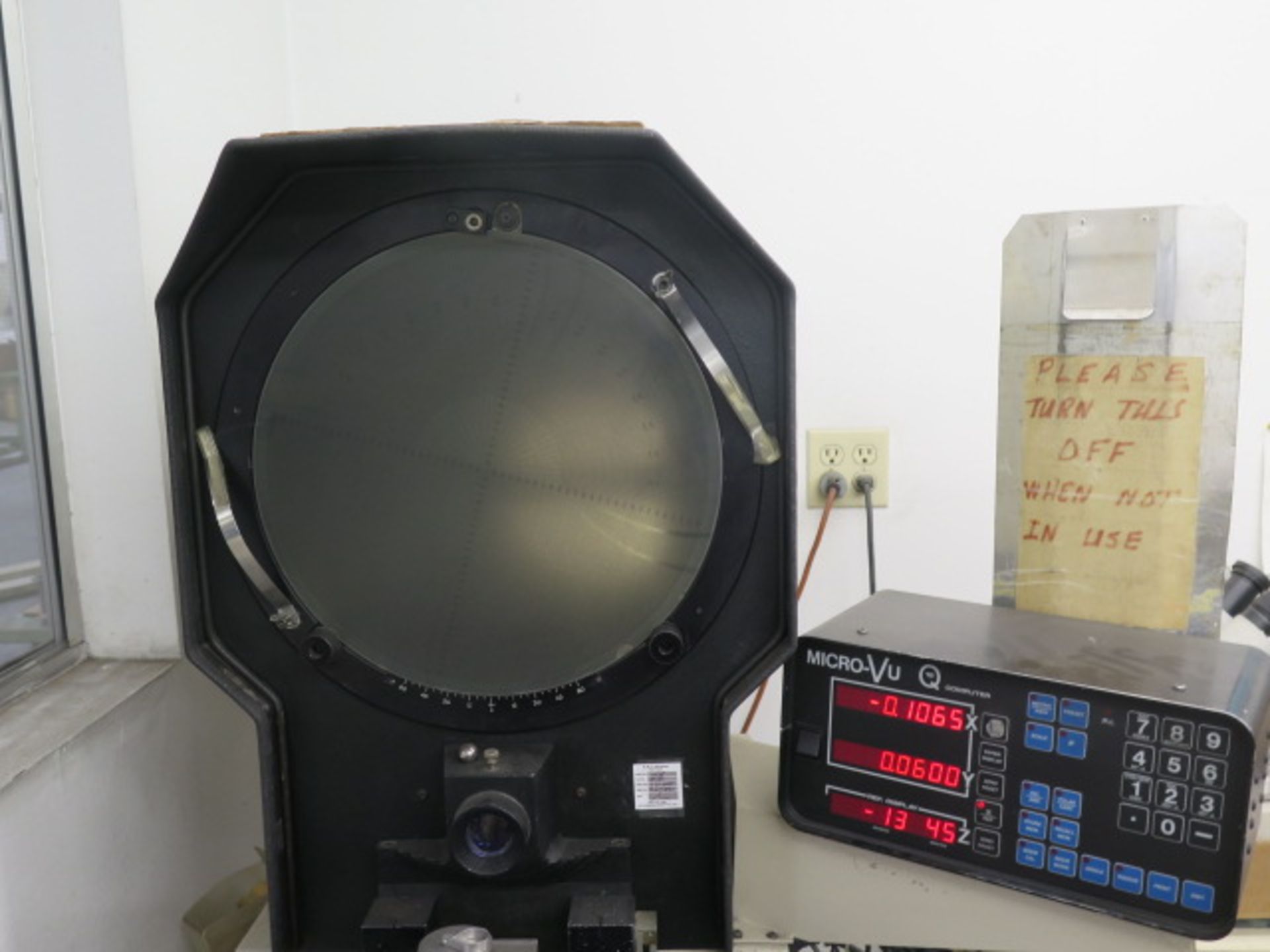 MicroVu mdl. H-14 14" Floor Model Optical Comparator s/n 2434 w/ MicroVu Q16 3-Axis SOLD AS IS - Image 2 of 10