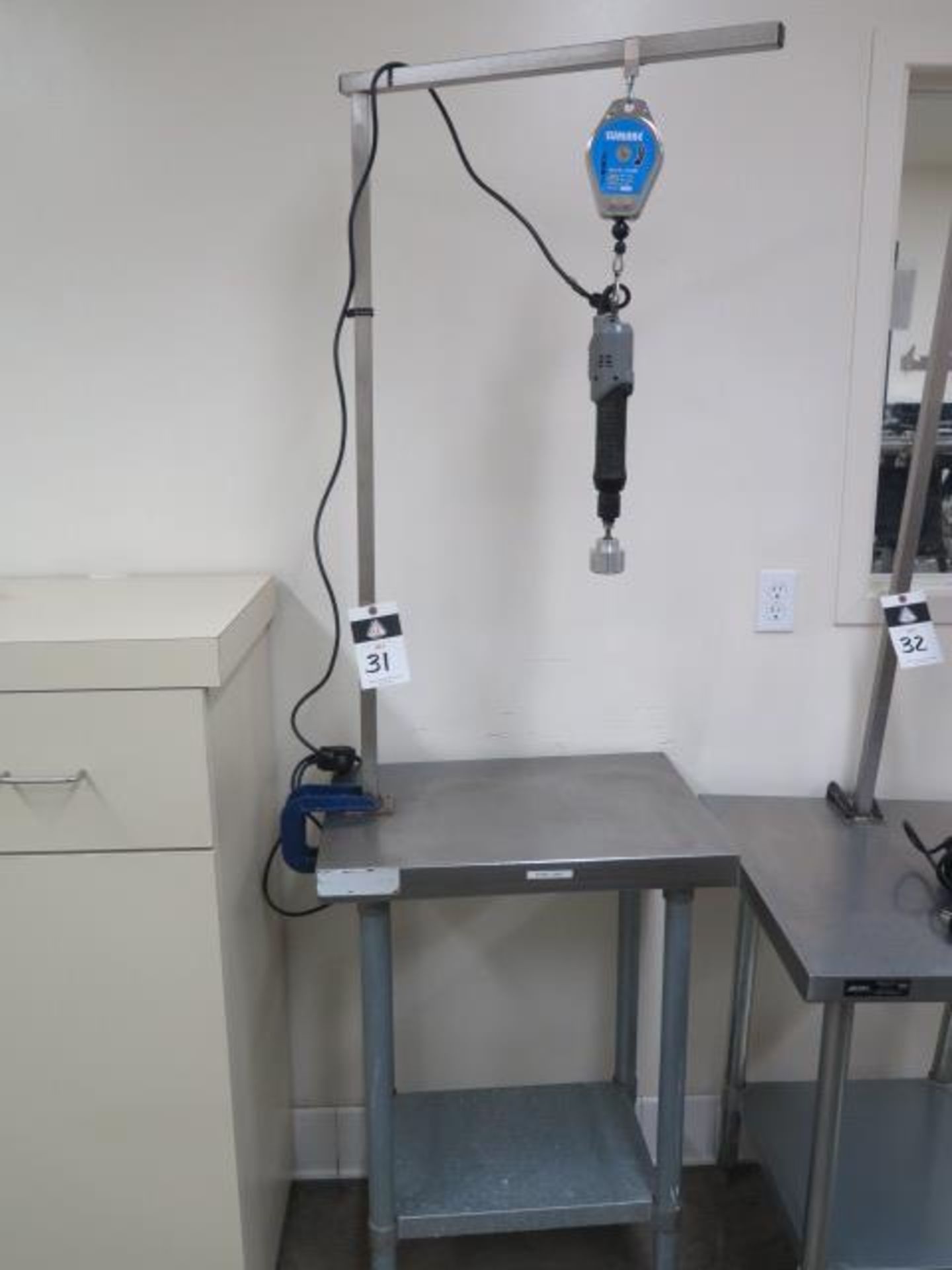 Sumake mdl. ED-645P1 Manual Capper w/ 18” x 24” Stainl Steel Table and Tensioner, SOLD AS IS