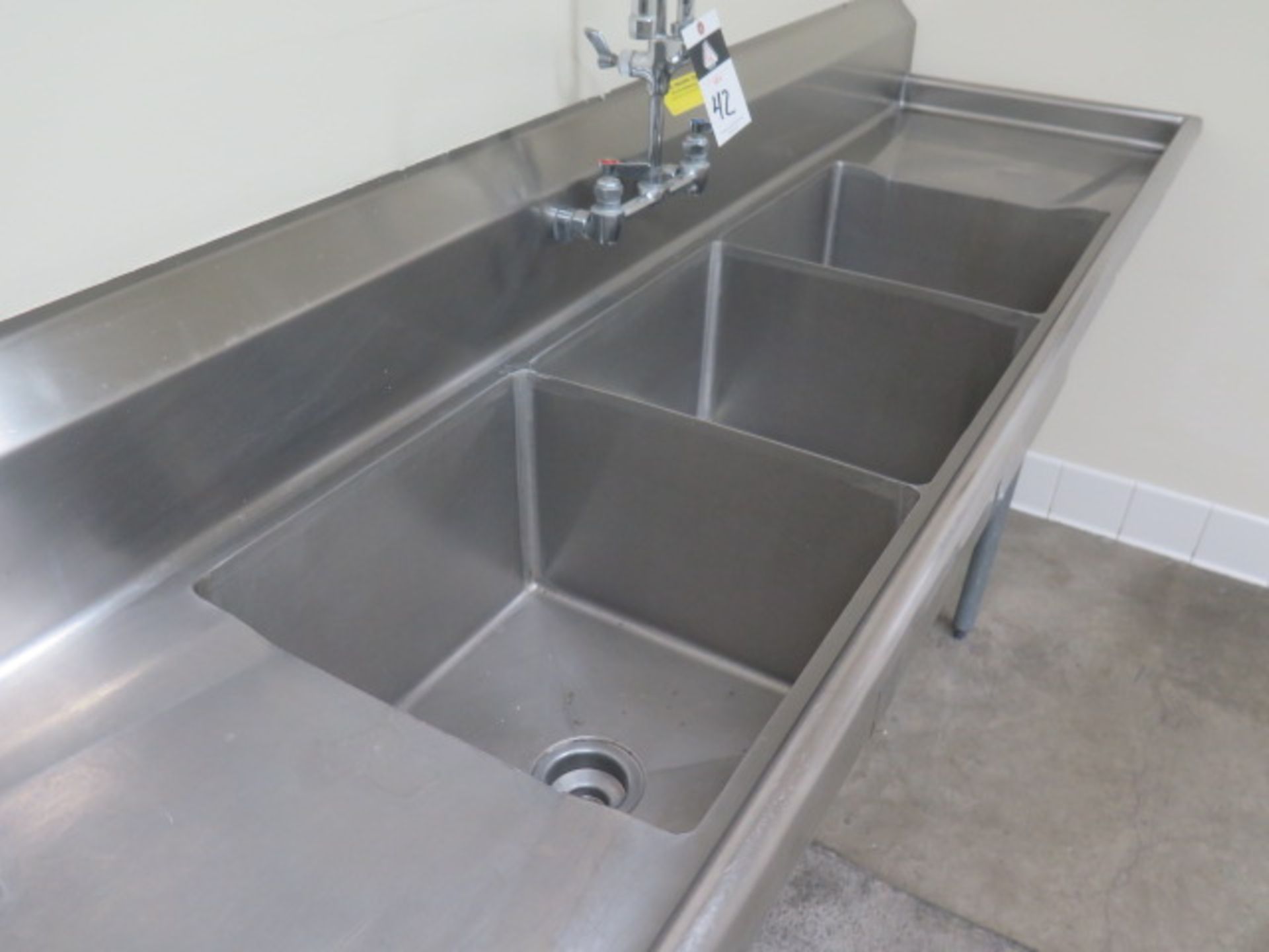 3-Compartment Stainless Steel Sink w/ Rincer (SOLD AS-IS - NO WARRANTY) - Image 3 of 4