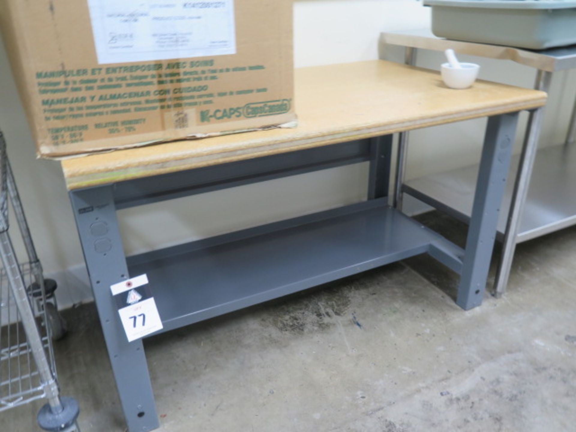 30" x 48" Work bench and Wire Frame Rolling Shelf (SOLD AS-IS - NO WARRANTY) - Image 2 of 3