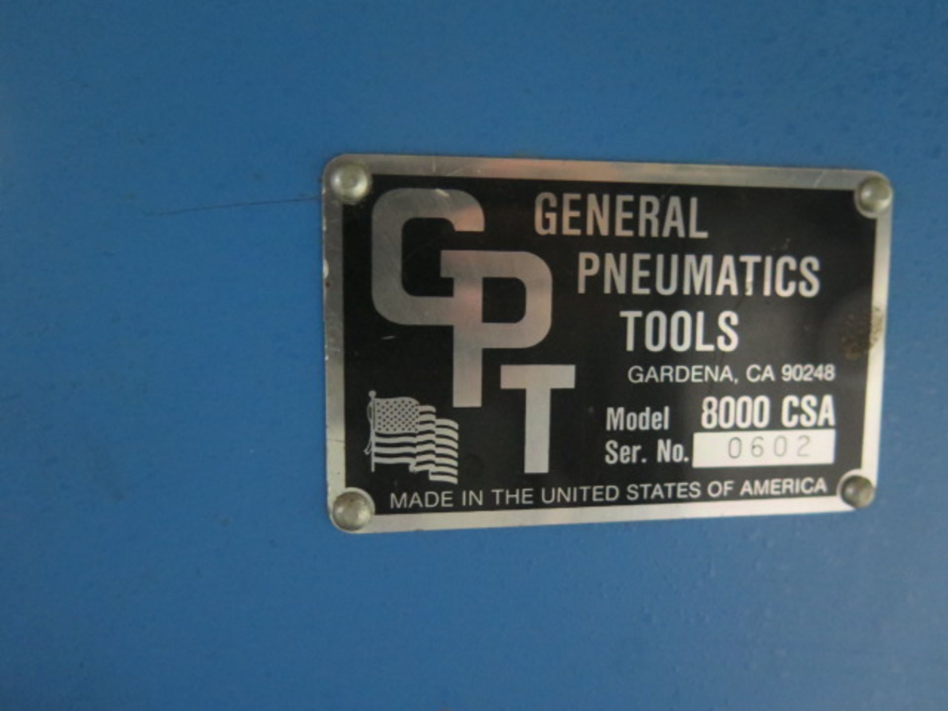 General Pneumatics mdl. 8000CSA Pneumatic Hardware Insertion Press s/n 0602 w/ 10" Throat SOLD AS IS - Image 7 of 7