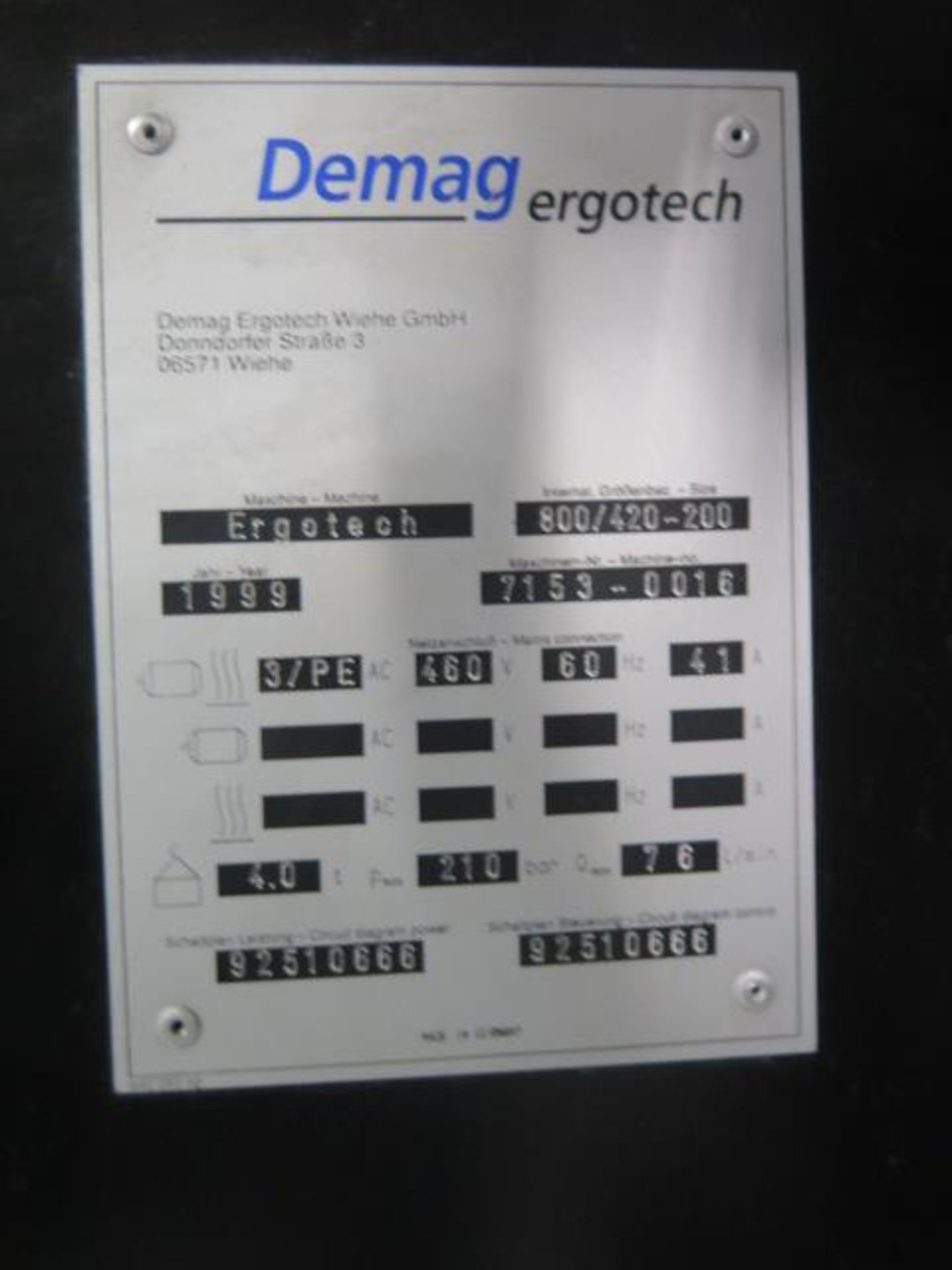 Demag Ergotech 800/420-200 80-Ton Plastic Injection Molding s/n 7153-0016 w/ Demag NC4, SOLD AS IS - Image 19 of 20
