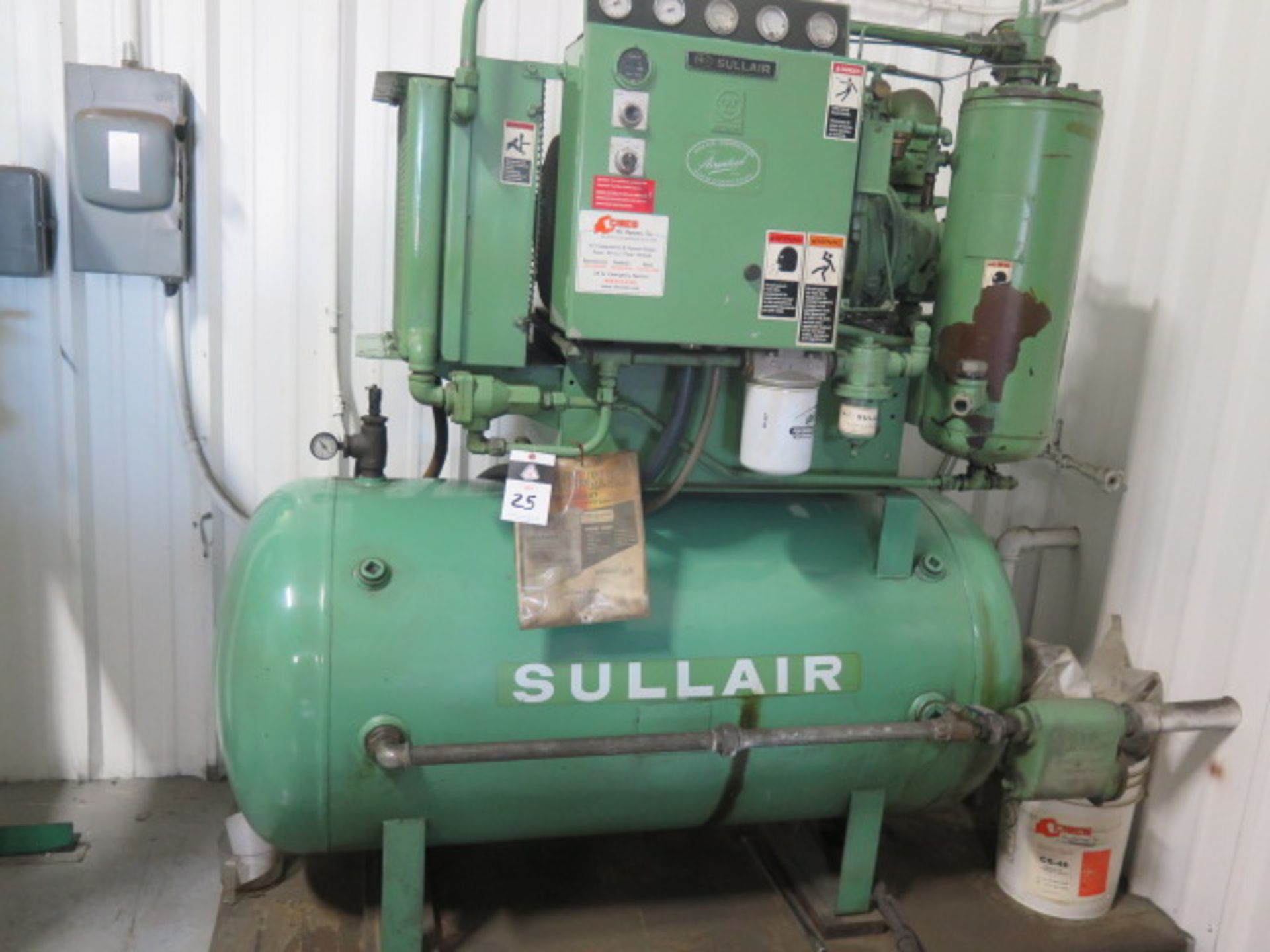 Sullair mdl. 10B-25 ACAC 25Hp Rotary Vane Horizontal Air Compressor s/n 003-65166 (SOLD AS-IS - NO