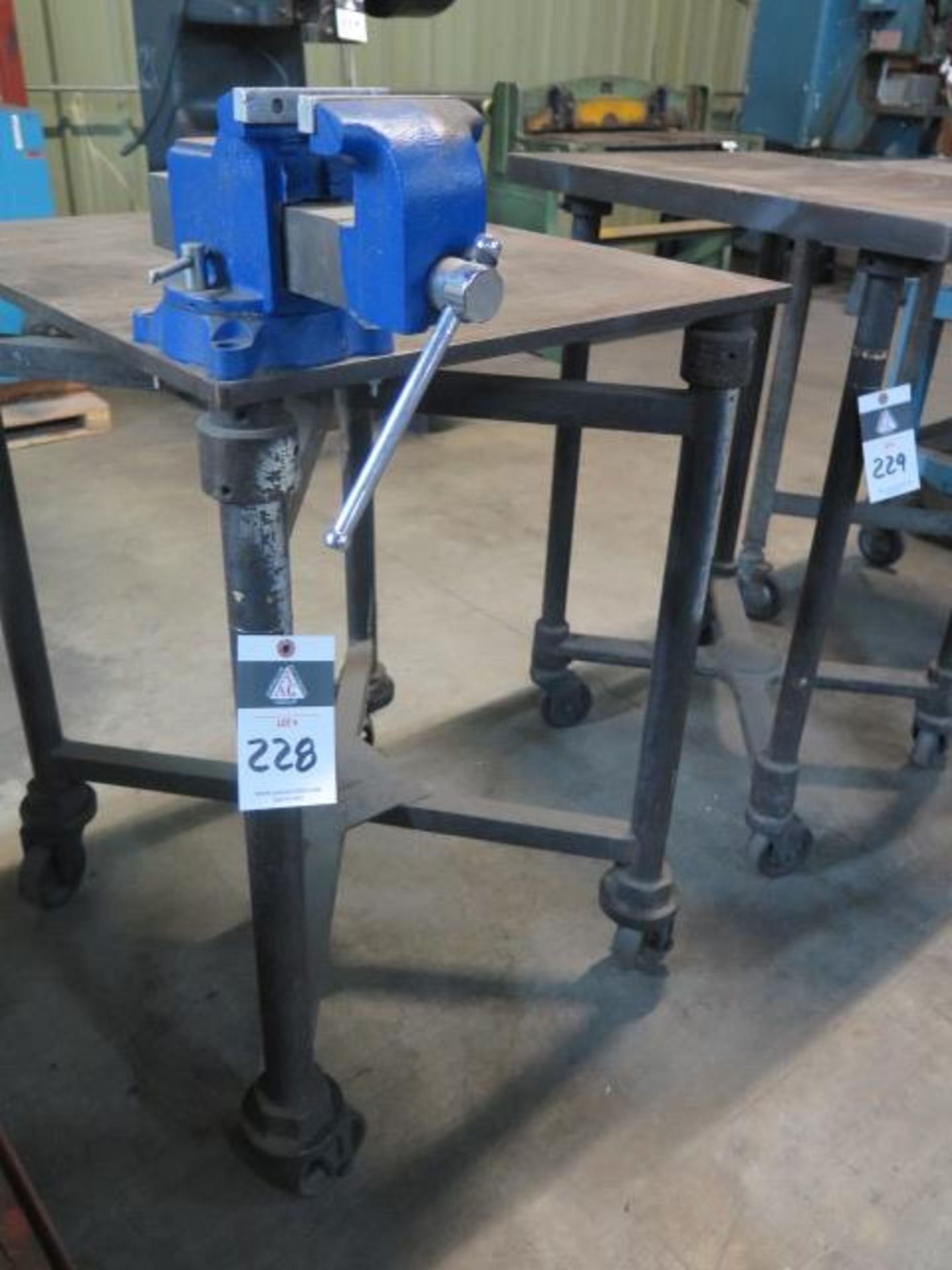 24" x 28" Rolling Steel Table w/ Bench Vise (SOLD AS-IS - NO WARRANTY)