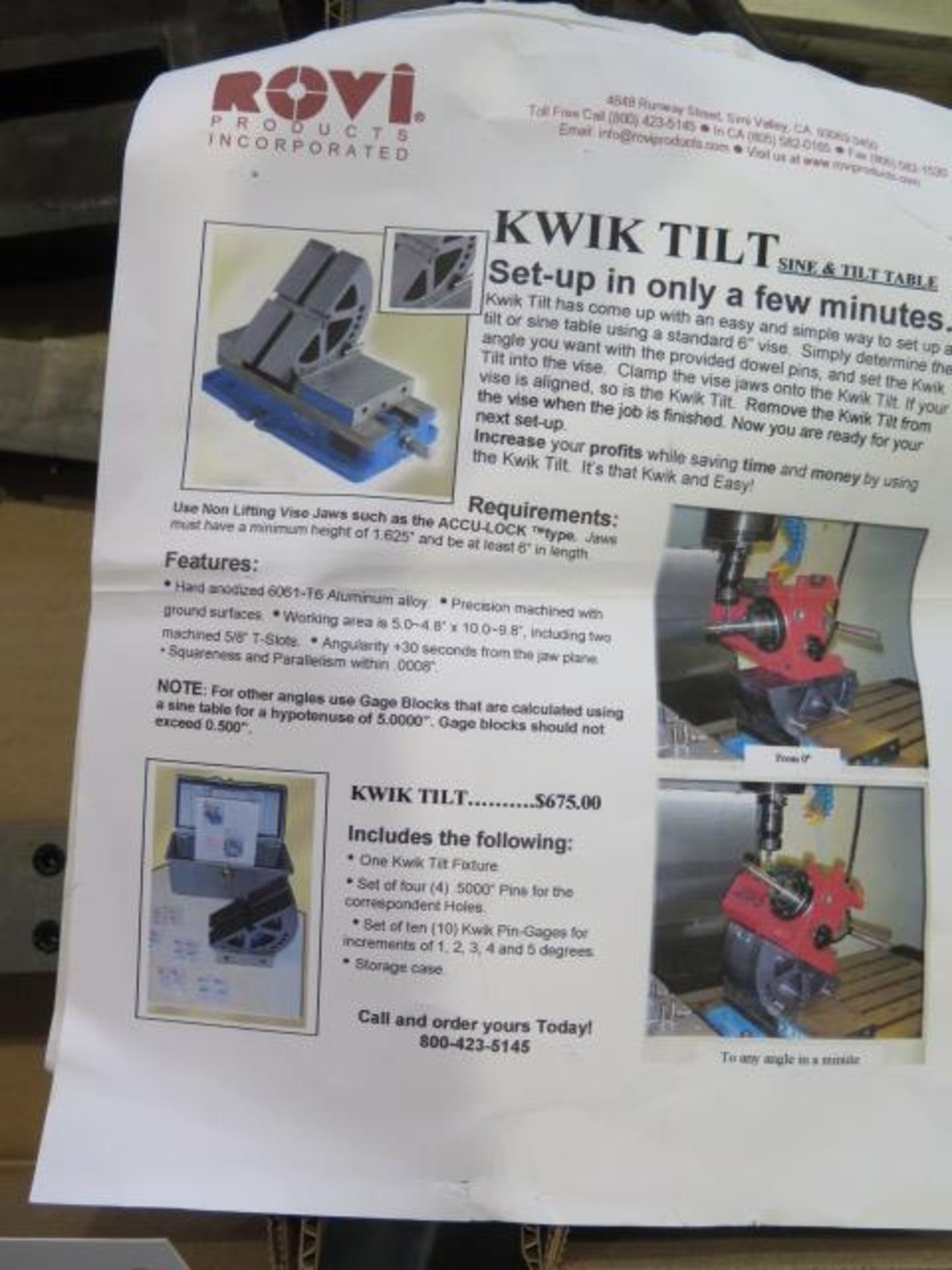 Rovi "Kwik-Tilt" Sine and Tilt Table (SOLD AS-IS - NO WARRANTY) - Image 4 of 5
