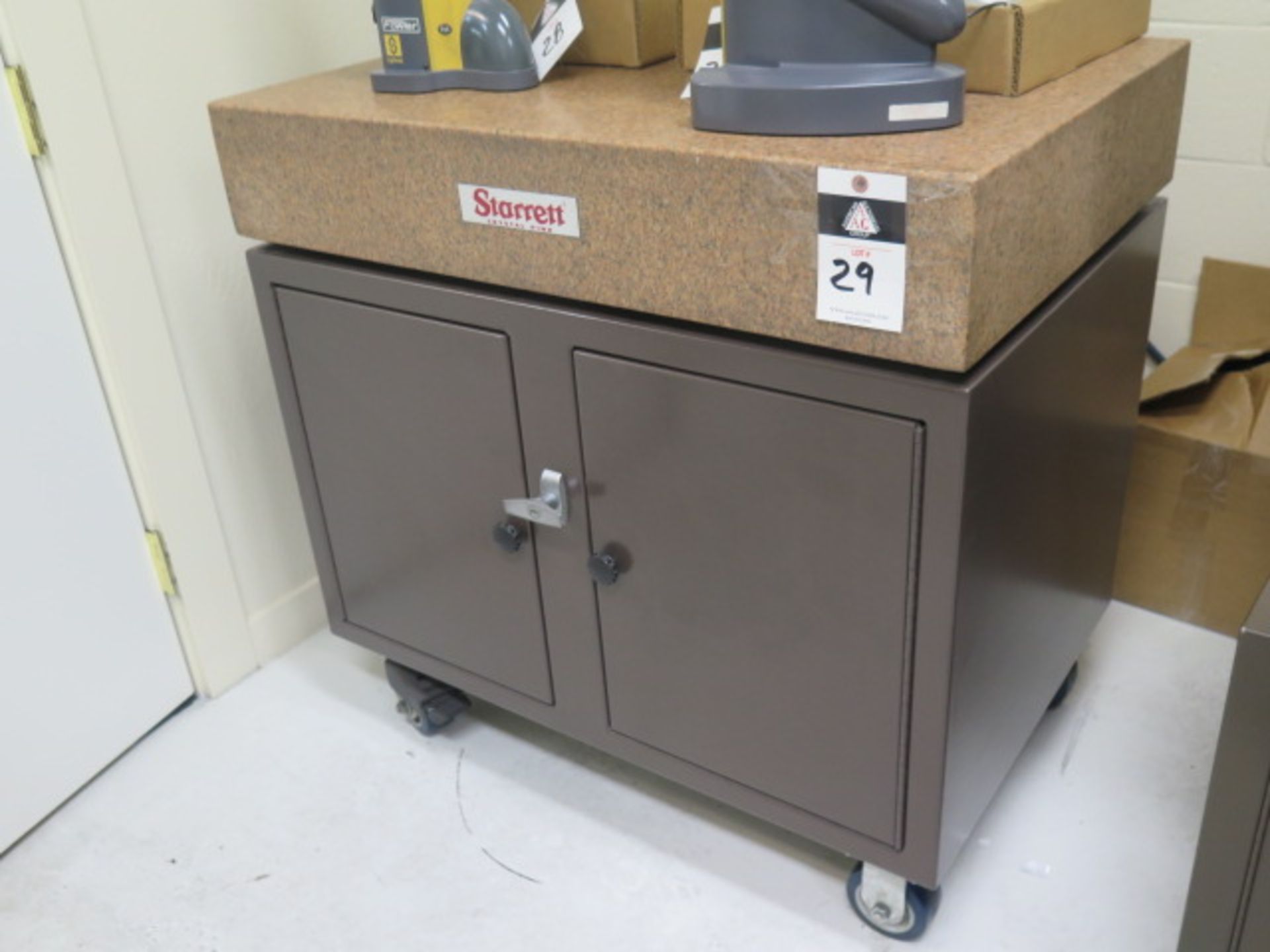 Starrett Crystal Pink 24” x 36” x 6 ½” Grade “A” Granite Surface Plate w/Rolling Cabinet SOLD AS IS - Image 2 of 5