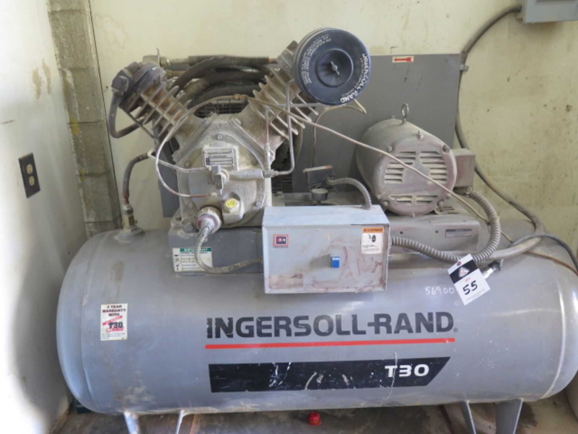 Ingersoll Rand T30 10/7.5Hp Horizontal Air Compressor w/ 2-Stage Pump, 80 Gallon SOLD AS IS