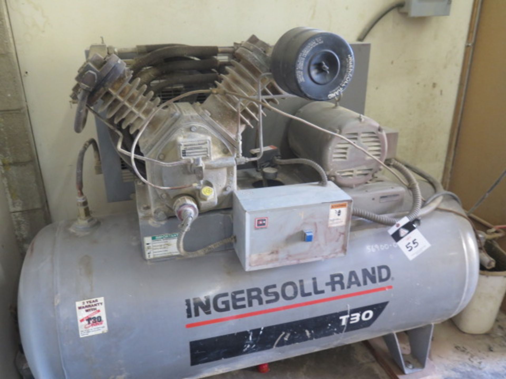 Ingersoll Rand T30 10/7.5Hp Horizontal Air Compressor w/ 2-Stage Pump, 80 Gallon SOLD AS IS - Image 3 of 7