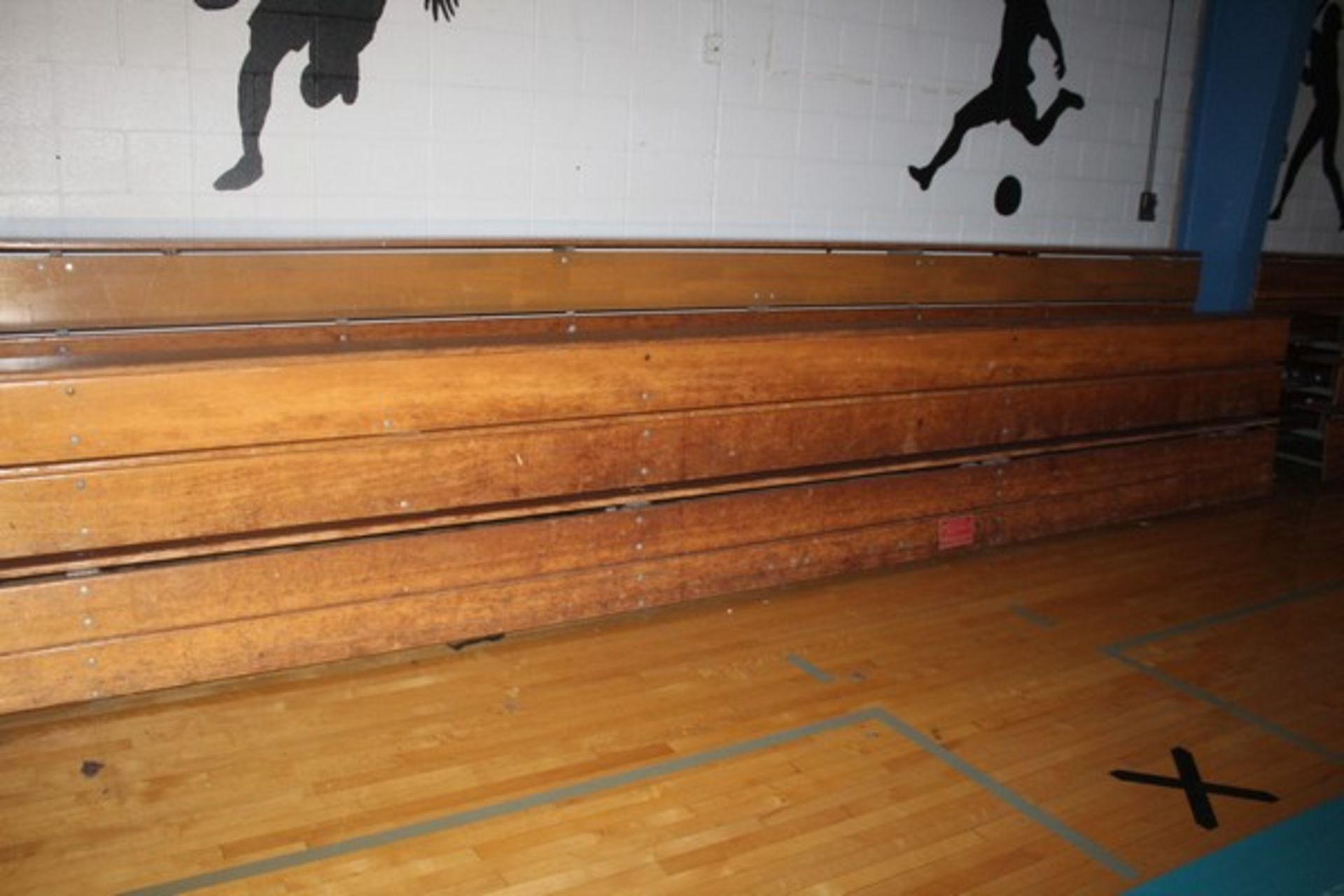 WAYNE WOODEN RETRACTABLE BLEACHER, 18'8" WIDE