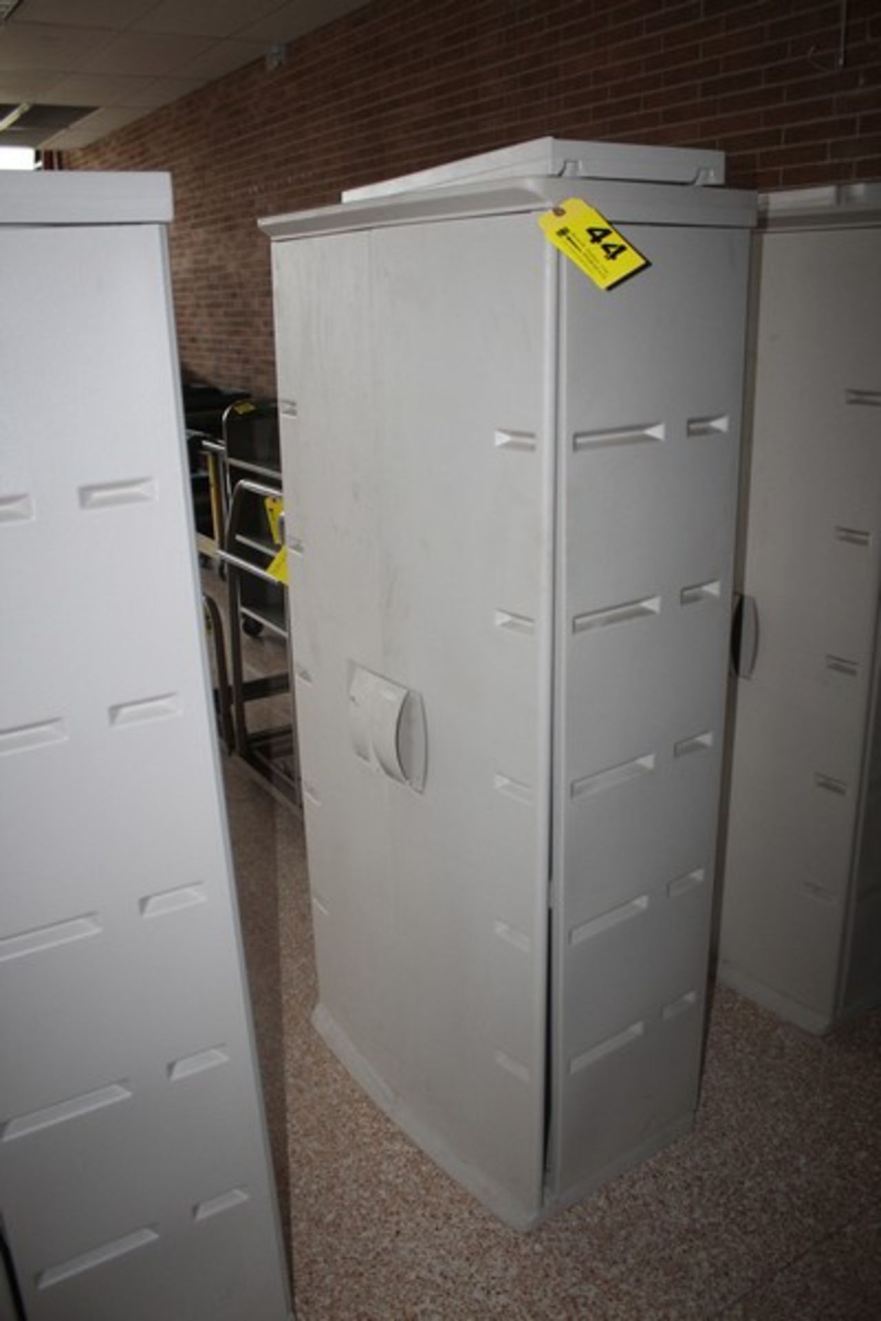 TWO DOOR PLASTIC STORAGE CABINET, 24" X 16" X 66"