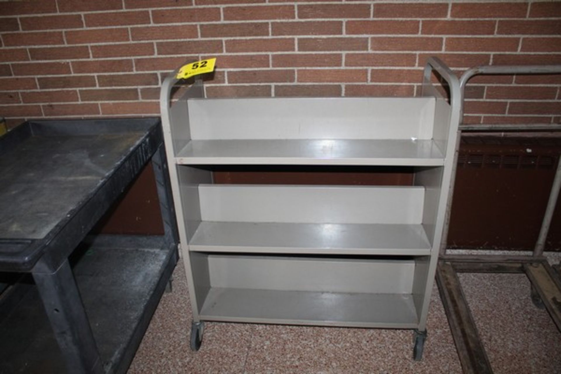 PORTABLE DOUBLE SIDED BOOK SHELVING CART, 36" x 18" x 43"