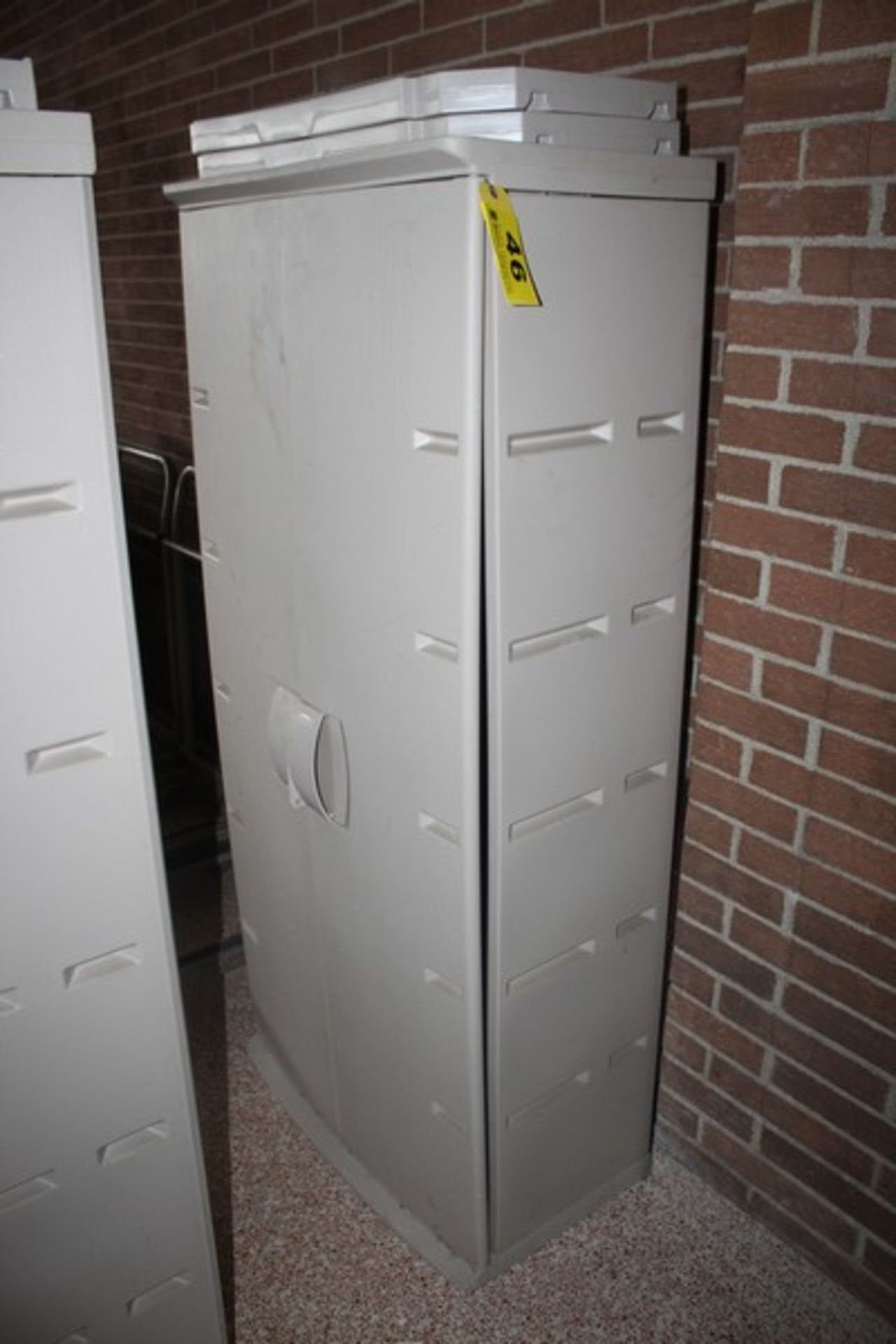 TWO DOOR PLASTIC STORAGE CABINET, 24" X 16" X 66"