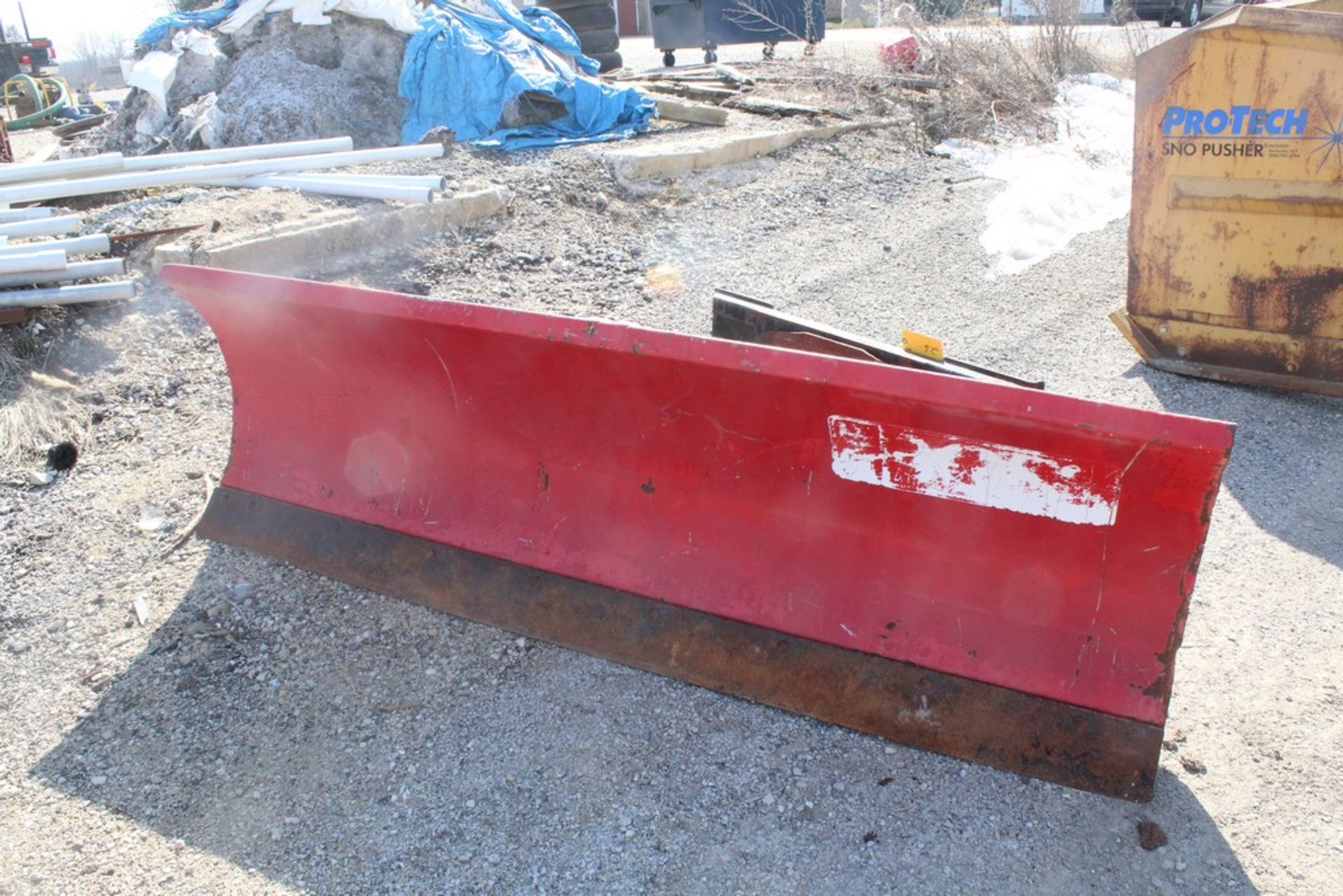CUSTOM FABRICATED 96-IN. BOLT-TOGETHER HYDRAULIC SNOW PLOW ATTACHMENT, 96-IN. BLADE, TO FIT SKID