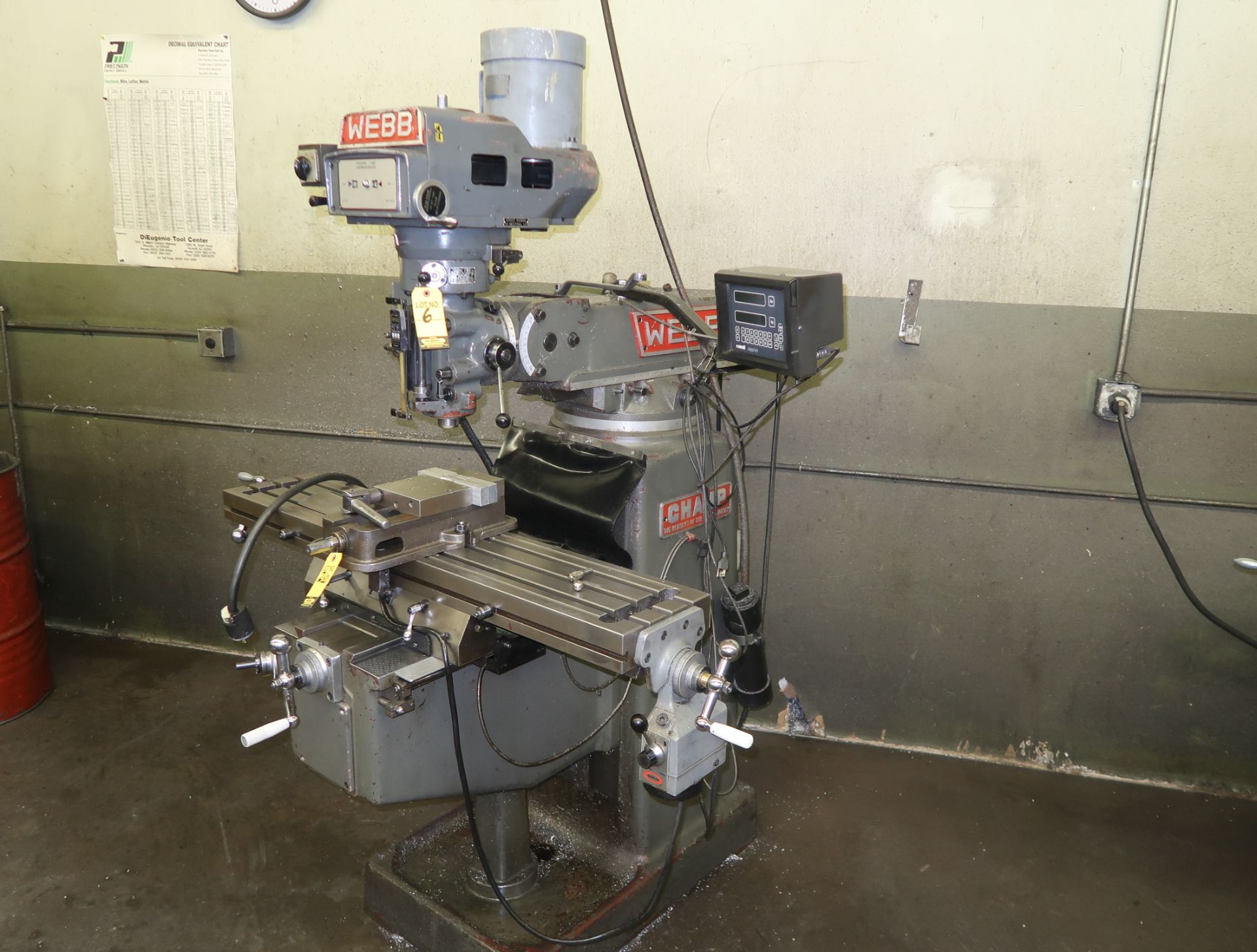 WEBB VERTICAL MILL W/ POWERFEED 2 AXIS DRO SN. 5540