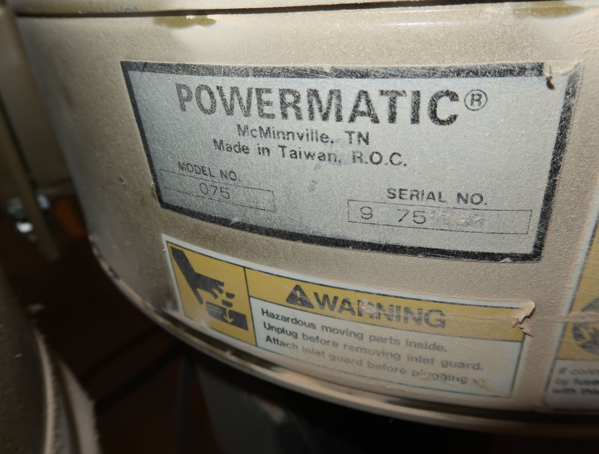 POWERMATIC 2-BAG DUST COLLECTOR, MDL. O75 SN. 95751063 - Image 2 of 2