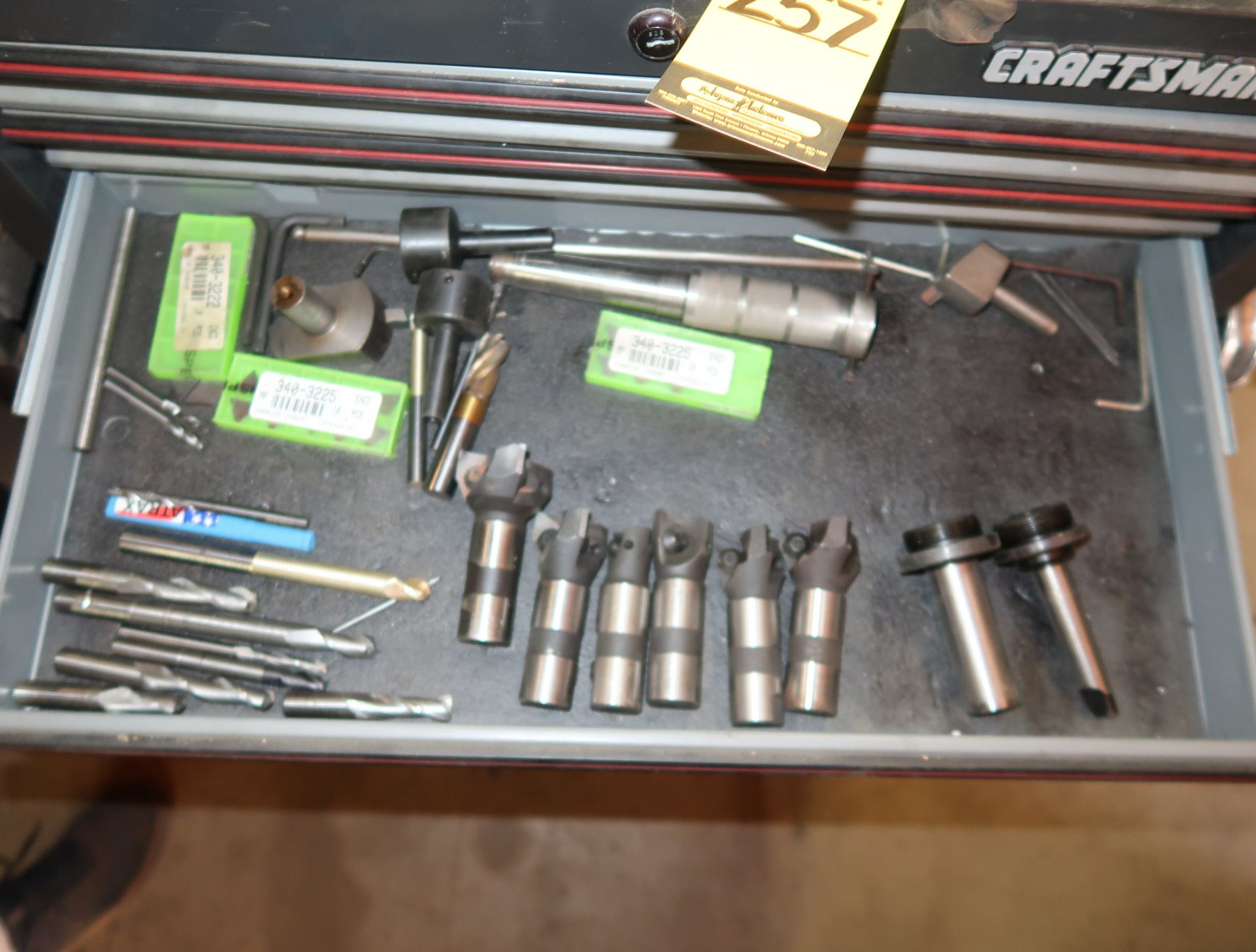 CRAFTSMAN TOOL BOX W/ CASTERS, ASST DRILL BITS, ETC - Image 4 of 5