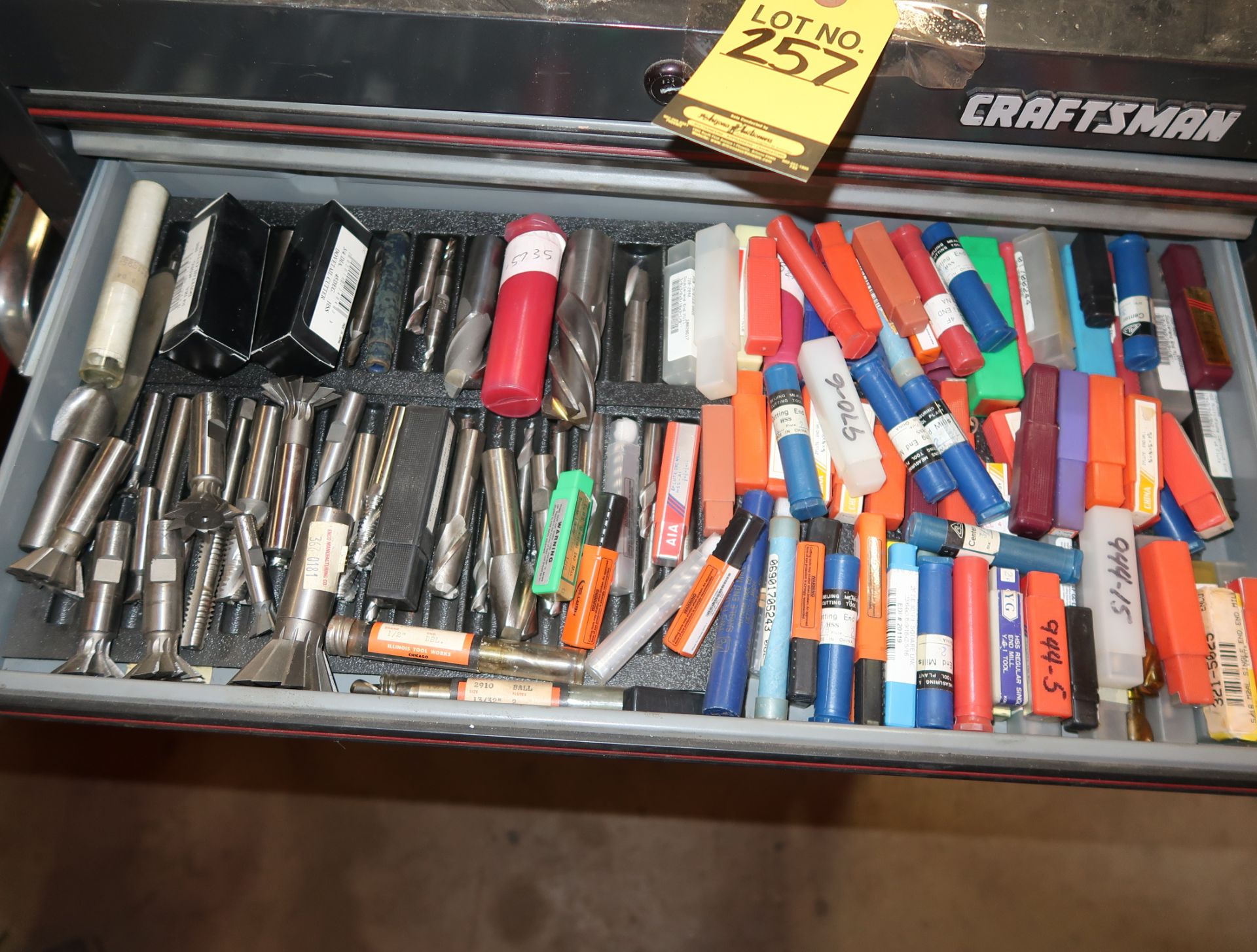 CRAFTSMAN TOOL BOX W/ CASTERS, ASST DRILL BITS, ETC - Image 5 of 5