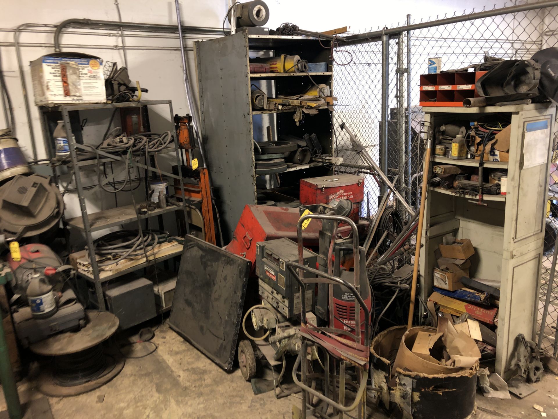 LOT CABINET, TOOL BOXES, ASST. WELDING ACCESSORIES, ETC.