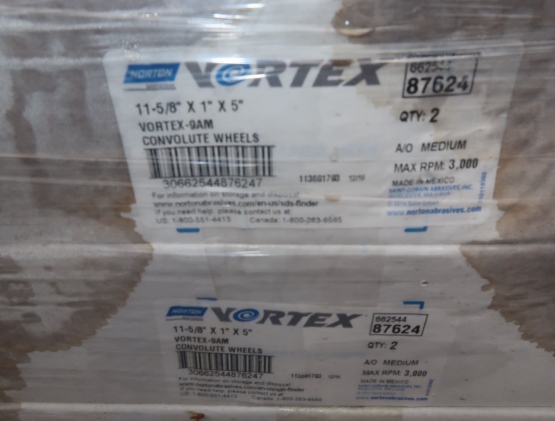 1 PALLET VORTEX GRINDING WHEELS 12"X1"X5" 9AM CONVOLUTE WHEELS 189 BOXES, 378 WHEELS - Image 3 of 3