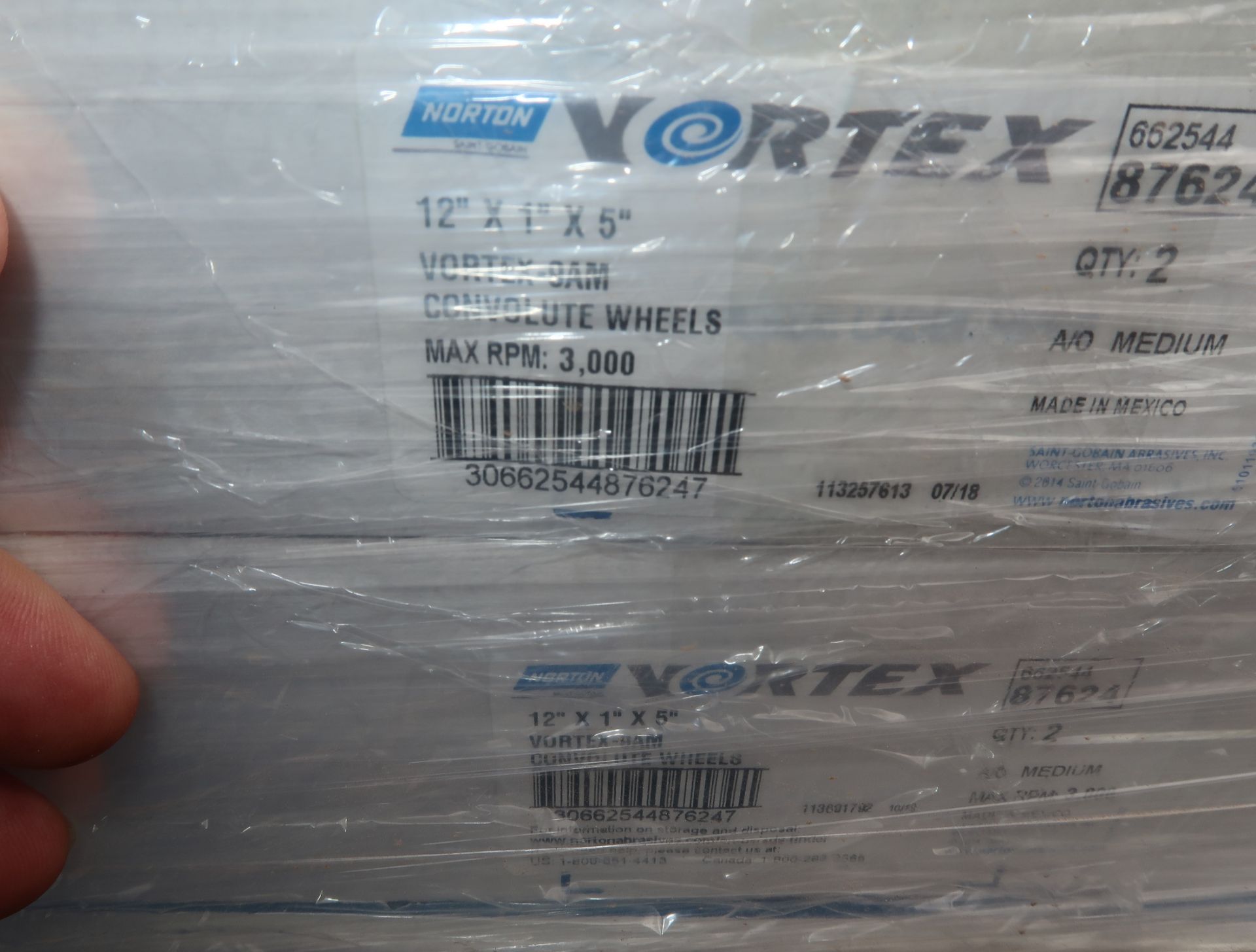 1 PALLET VORTEX GRINDING WHEELS 12"X1"X5" 9AM CONVOLUTE WHEELS 189 BOXES, 378 WHEELS - Image 3 of 3