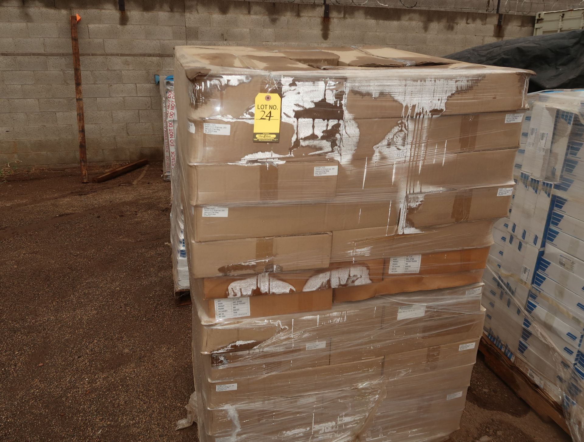 1 PALLET SV285-1420 14X20 O.D SHANVAC 285 VACUUM FLAT BAGS, 500 PER CASE, 28,000 TOTAL