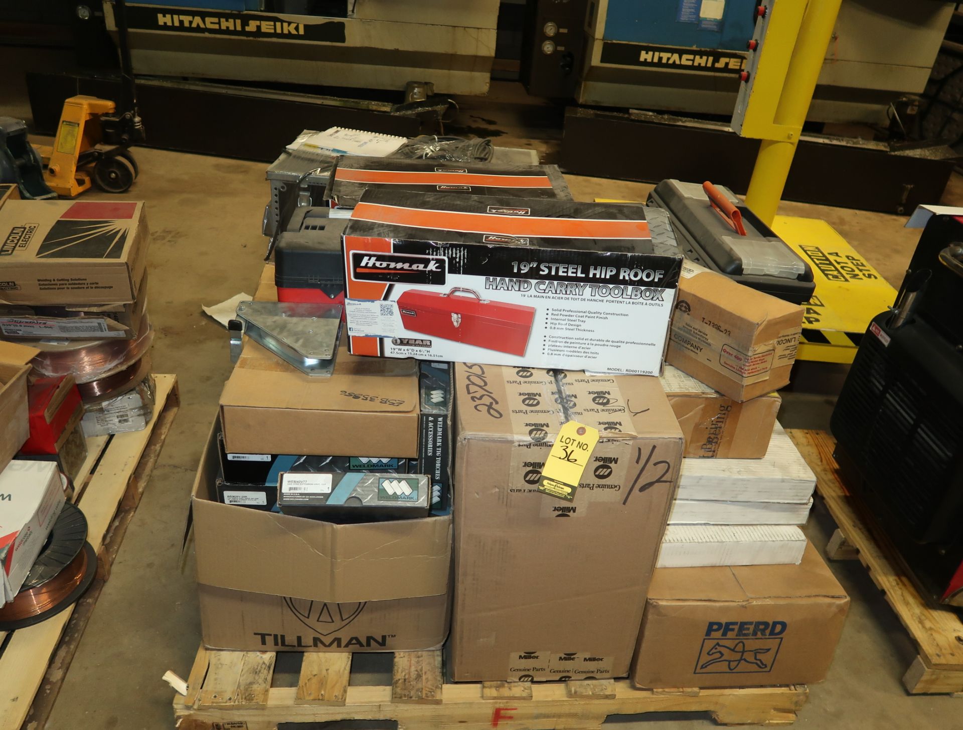 LOT NEW & USED TOOLBOXES, ASST WELDING ACCESSORIES, TORCHES, MAGNETIC WELDING CLAMPS, ETC.