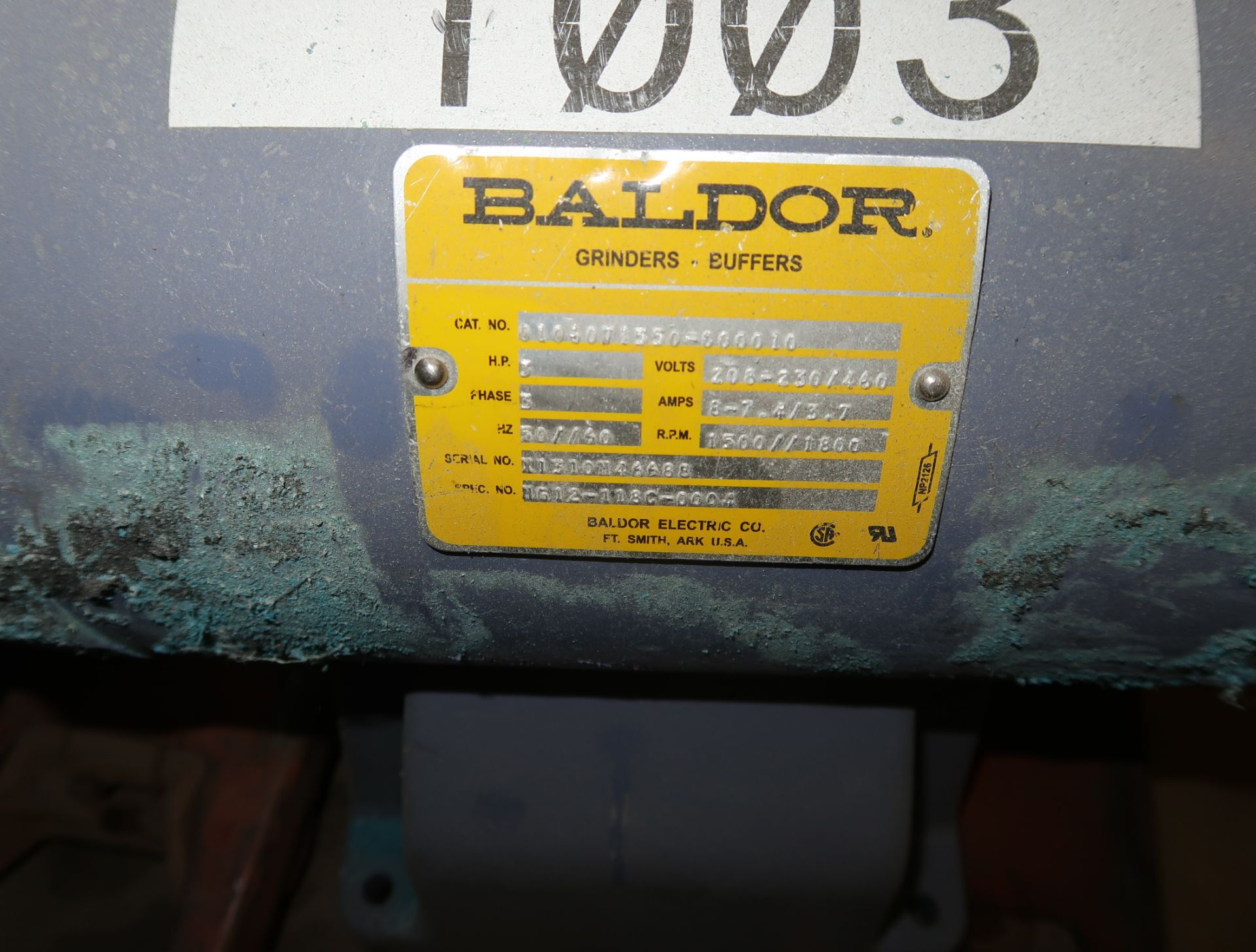 BALDOR 3HP DOUBLE ENDED GRINDER - Image 2 of 2