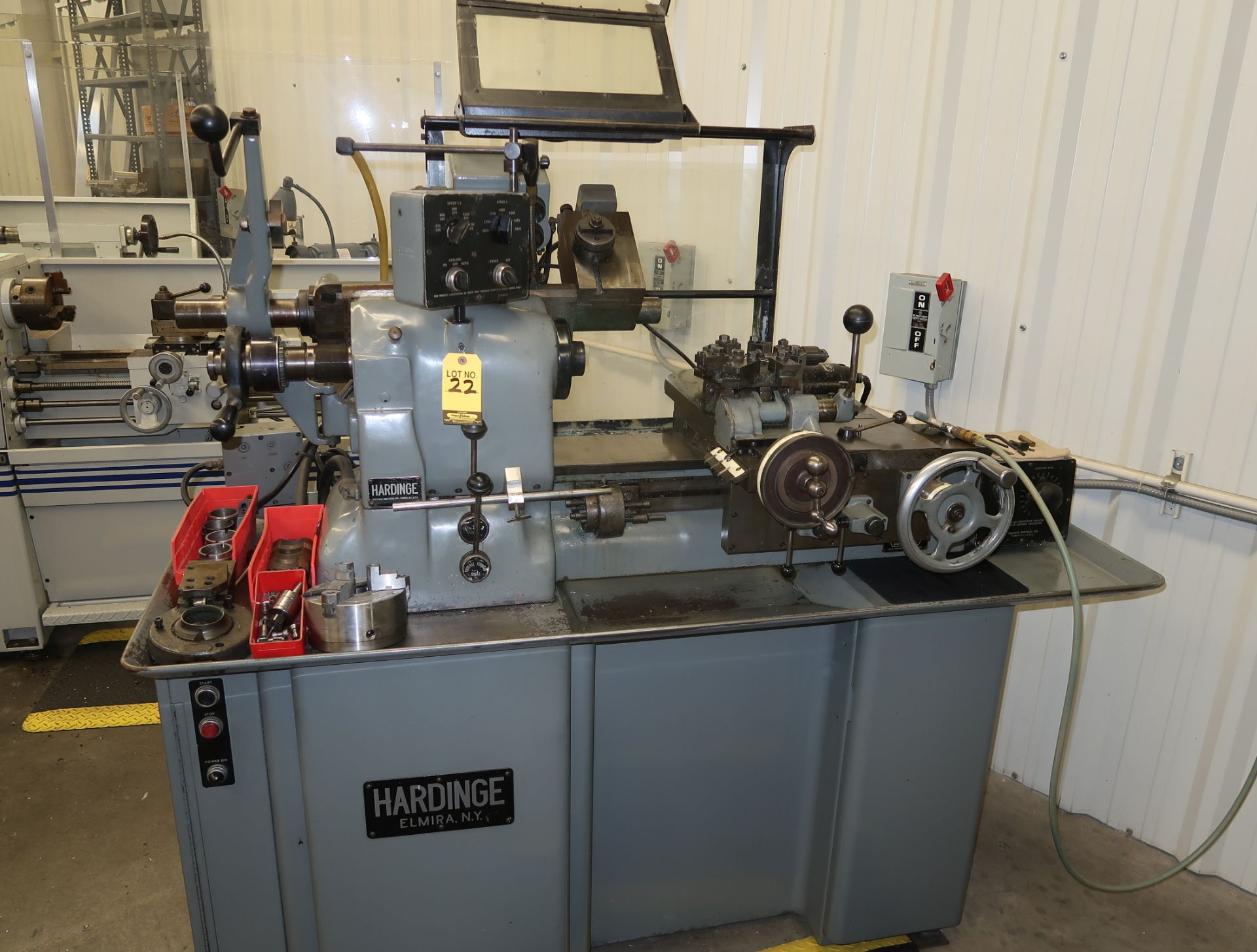 HARDINGE HC 8 STATION CHUCKER W/SPINDLE MOUNTED CUTOFF TOOL, SM/ HC1624-E