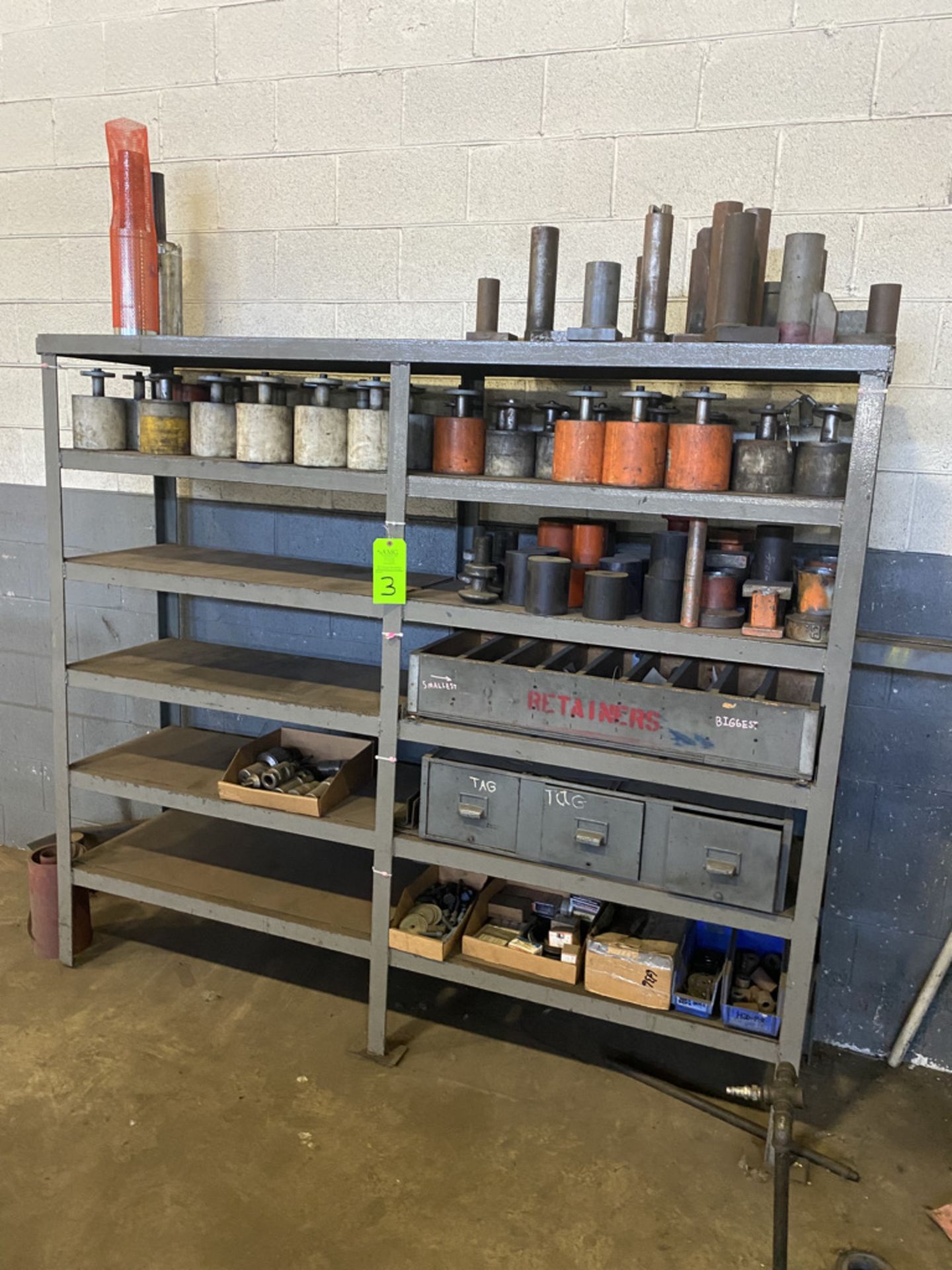 metal heavy duty shelving and Contents