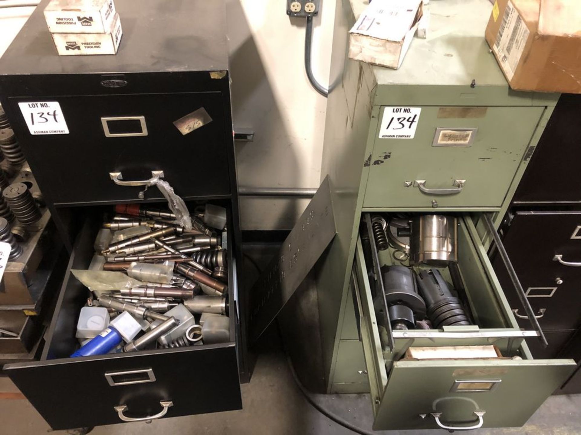 (2) 4 DRAWER FILE CABINETS WITH LARGE LOT OF MISC TURRET PUNCH TOOLING