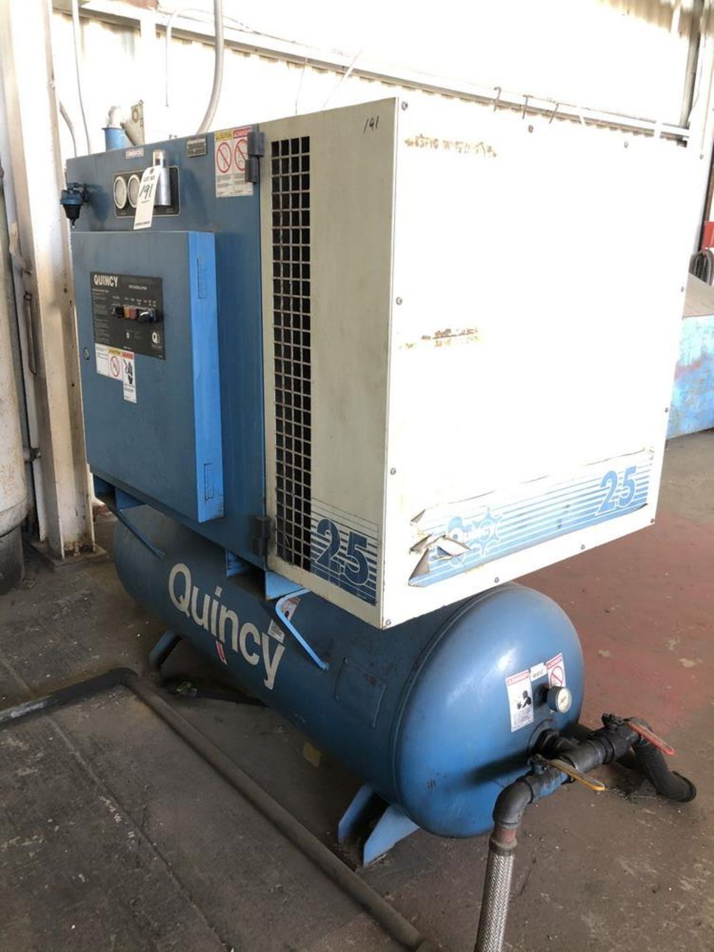 (1) Quincy CMT25AOA31SF Rotary Screw Compressor- 25 hp, 60 gallon tank, built in air dryer, s/n-