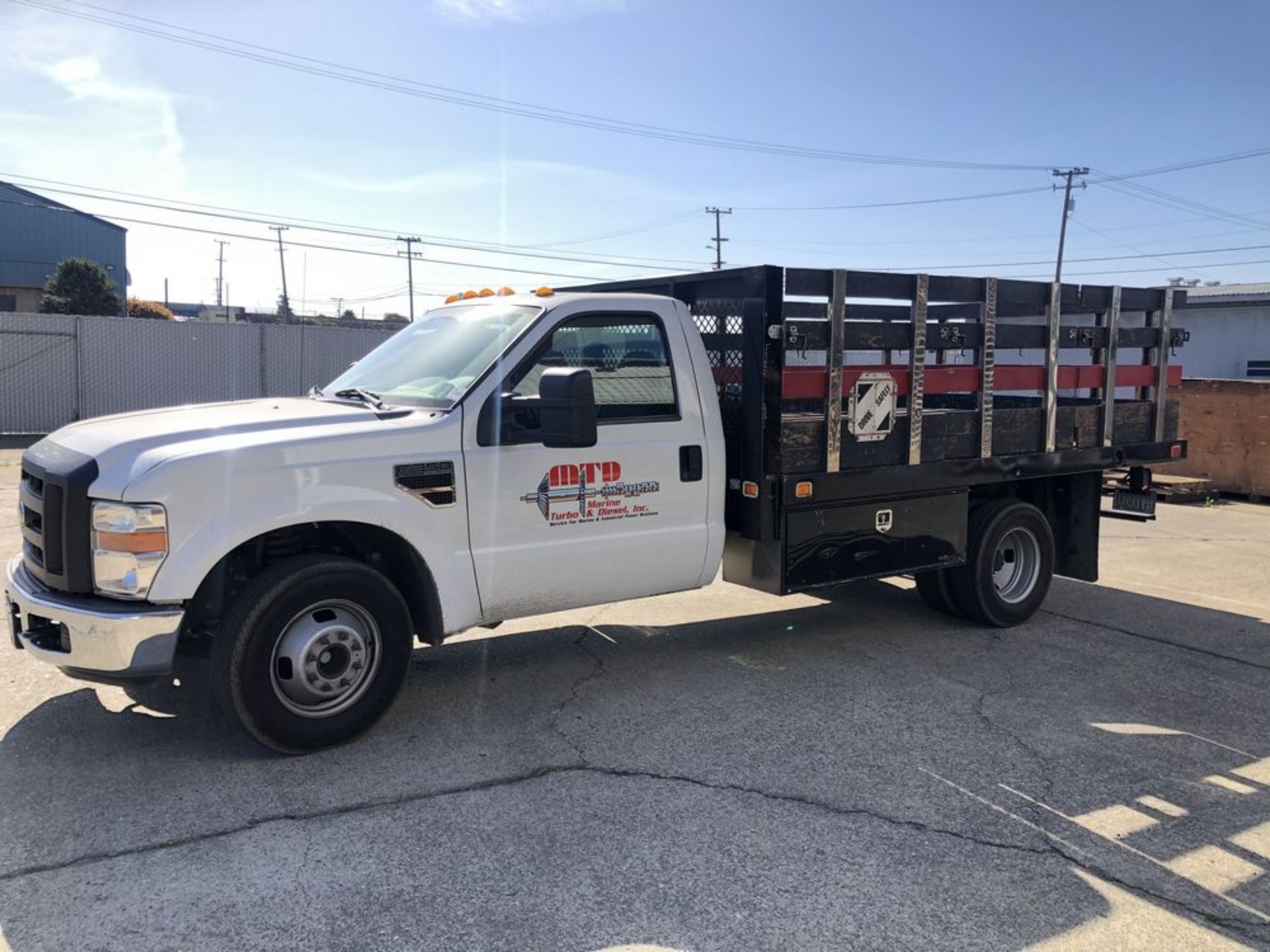 (1) 2008 Ford F-350 Super Duty Dually Stake Bed Truck- 12’ Bed, V8 Gas, 37,222 miles, heat/ac, am/