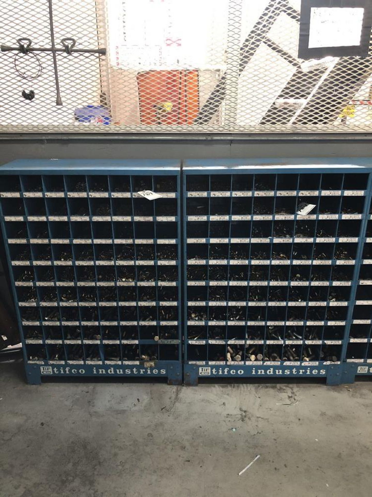 (LOT) 2 HARDWARE CABINET RACKS WITH MISC HARDWARE