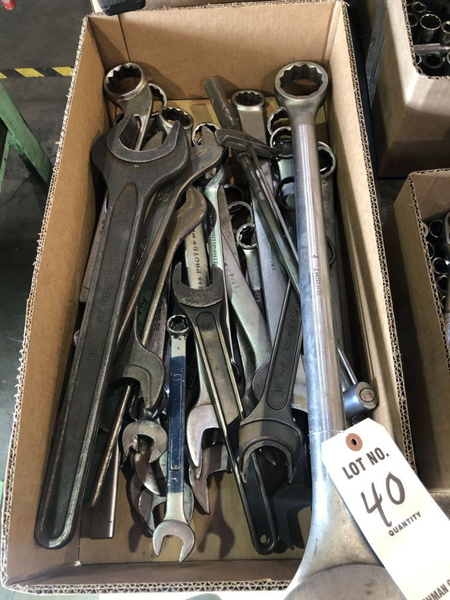(LOT) MISC LARGE BOX & OPEN END WRENCHES