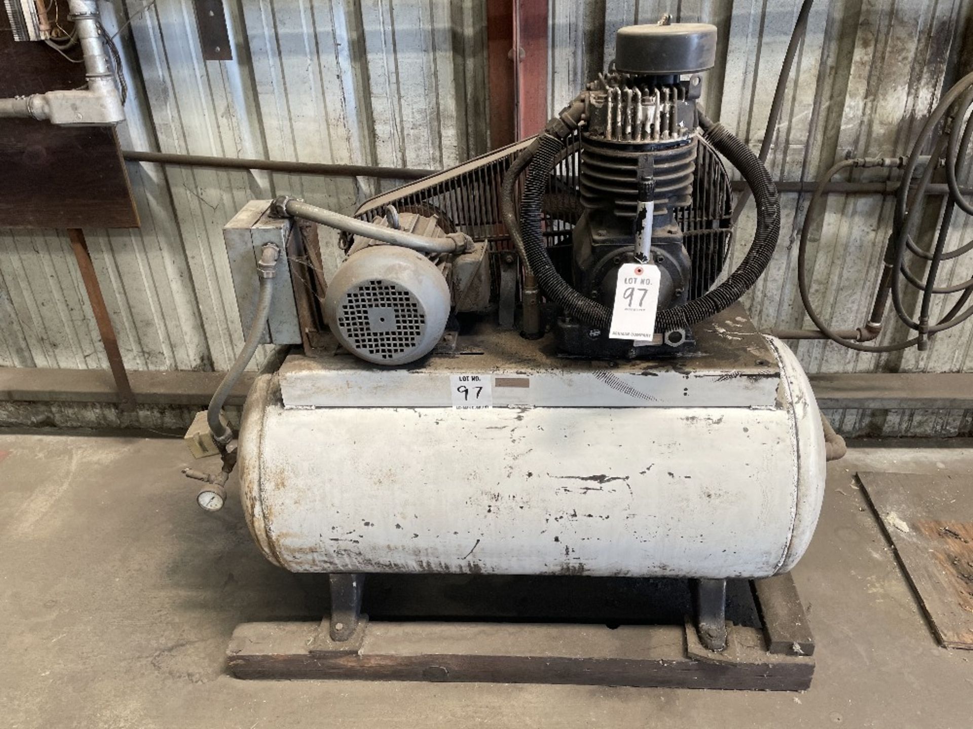 SINGLE STAGE COMPRESSOR- 5 HP MOTOR, 70 GALLON TANK- S/N N/A